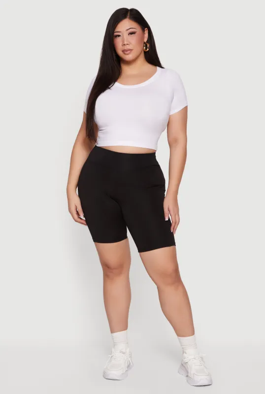 Plus Size High Waisted Bike Shorts with Pockets sold by Rainbow