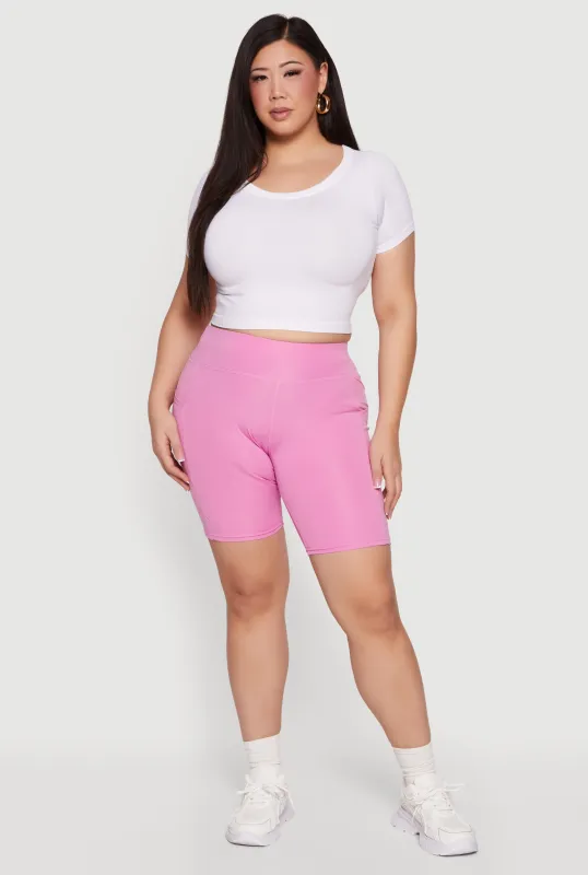 Plus Size High Waisted Bike Shorts with Pockets sold by Rainbow