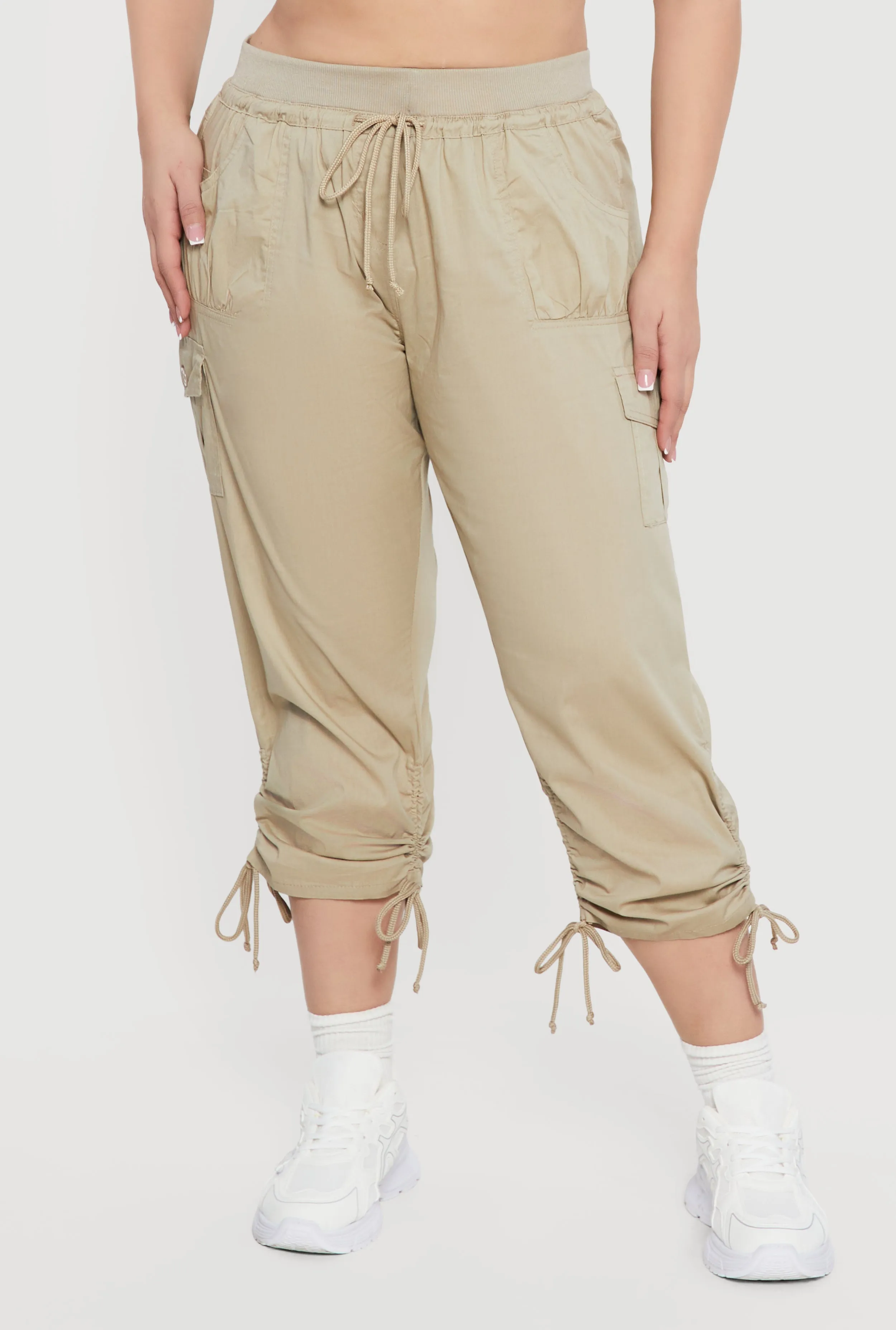 Plus Size Drawstring Waist Cargo Capris sold by Rainbow product image thumbnail 3