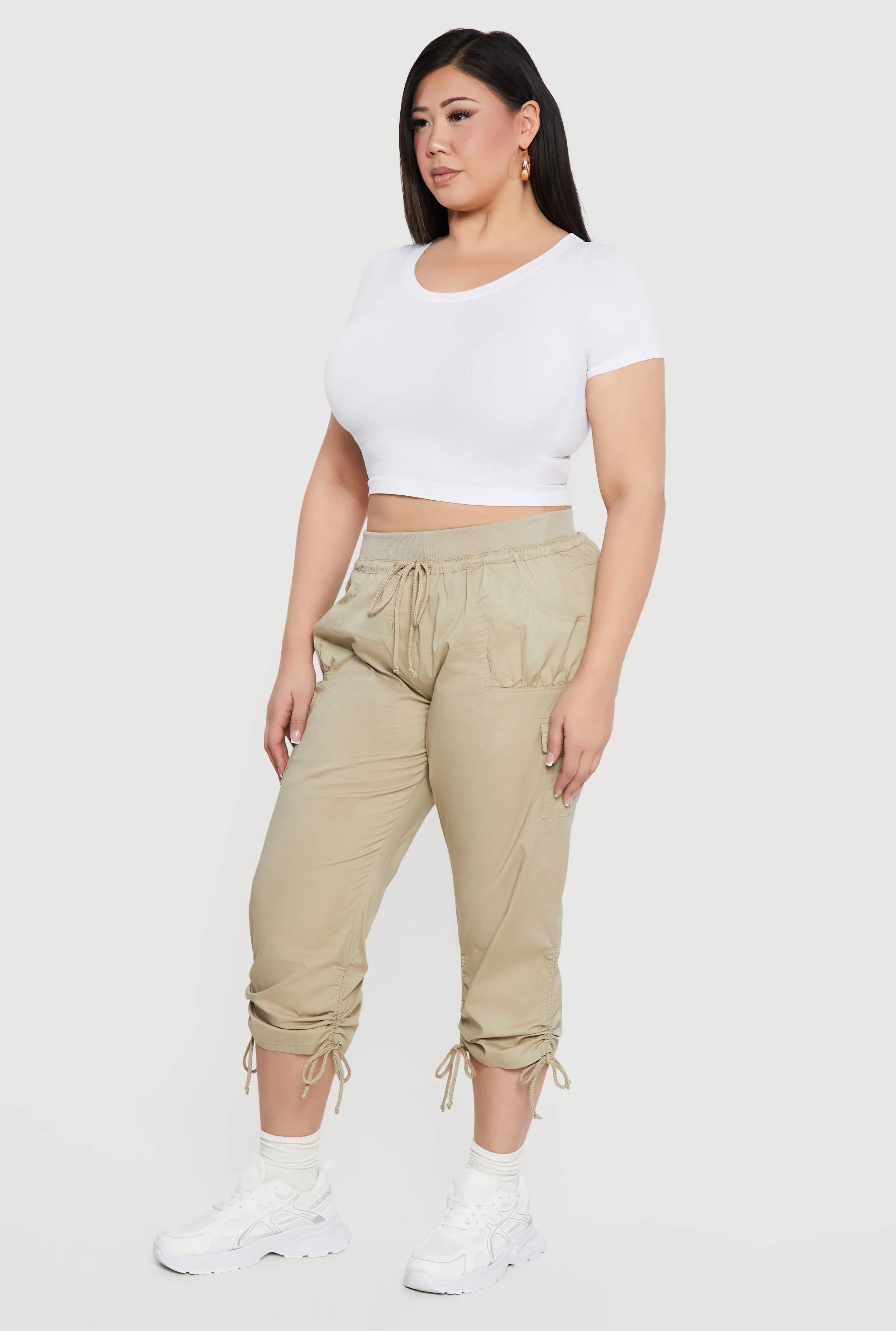 Plus Size Drawstring Waist Cargo Capris sold by Rainbow product image thumbnail 2