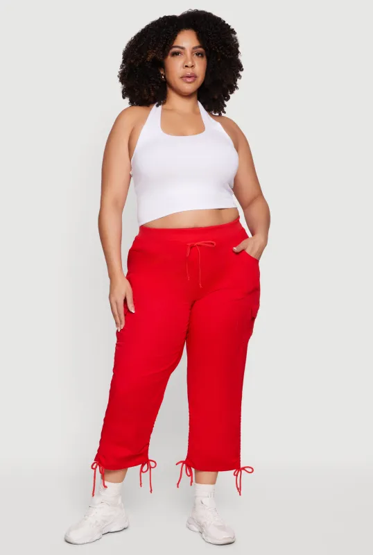 Plus Size Drawstring Waist Cargo Capris sold by Rainbow