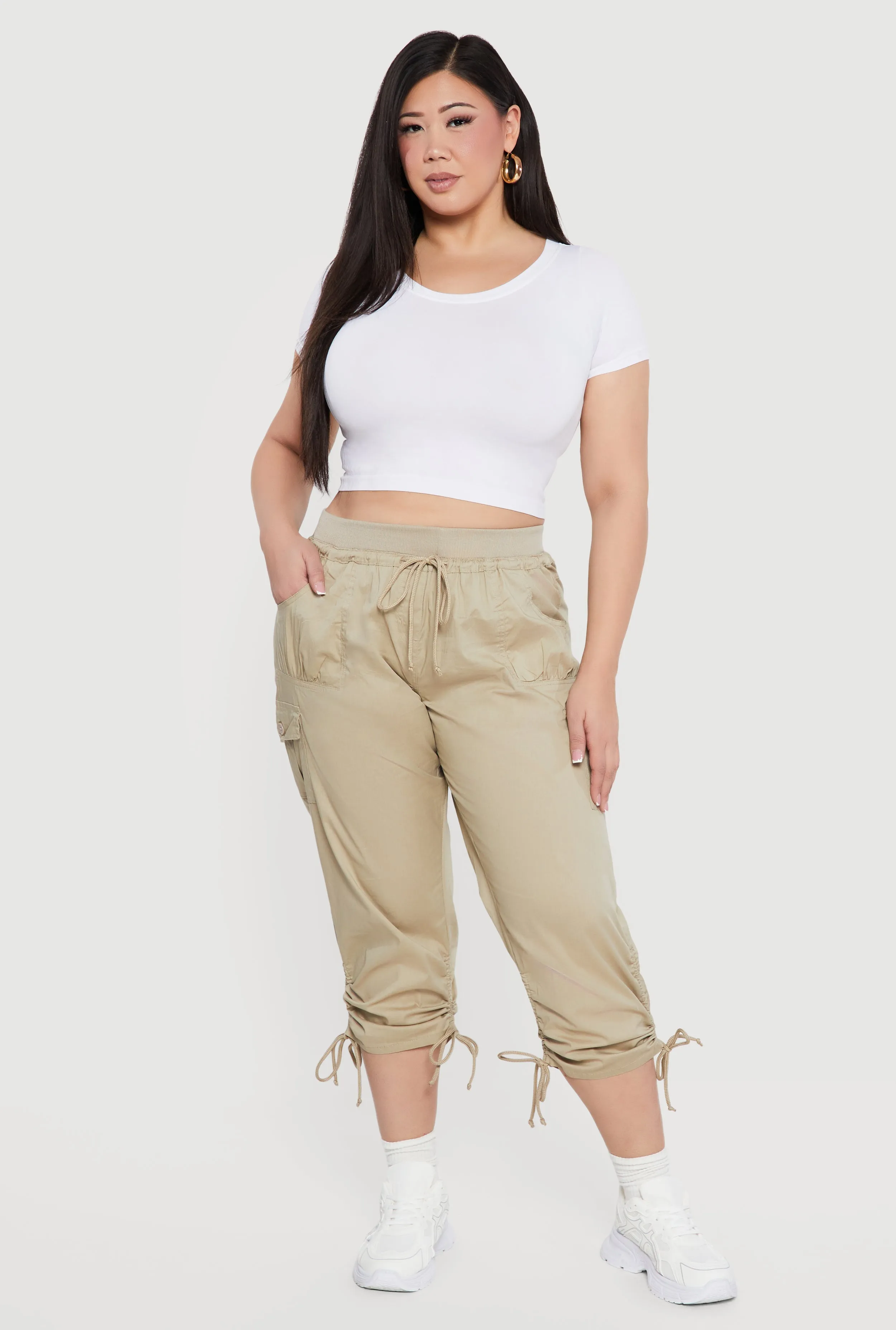 Plus Size Drawstring Waist Cargo Capris sold by Rainbow product image thumbnail 3