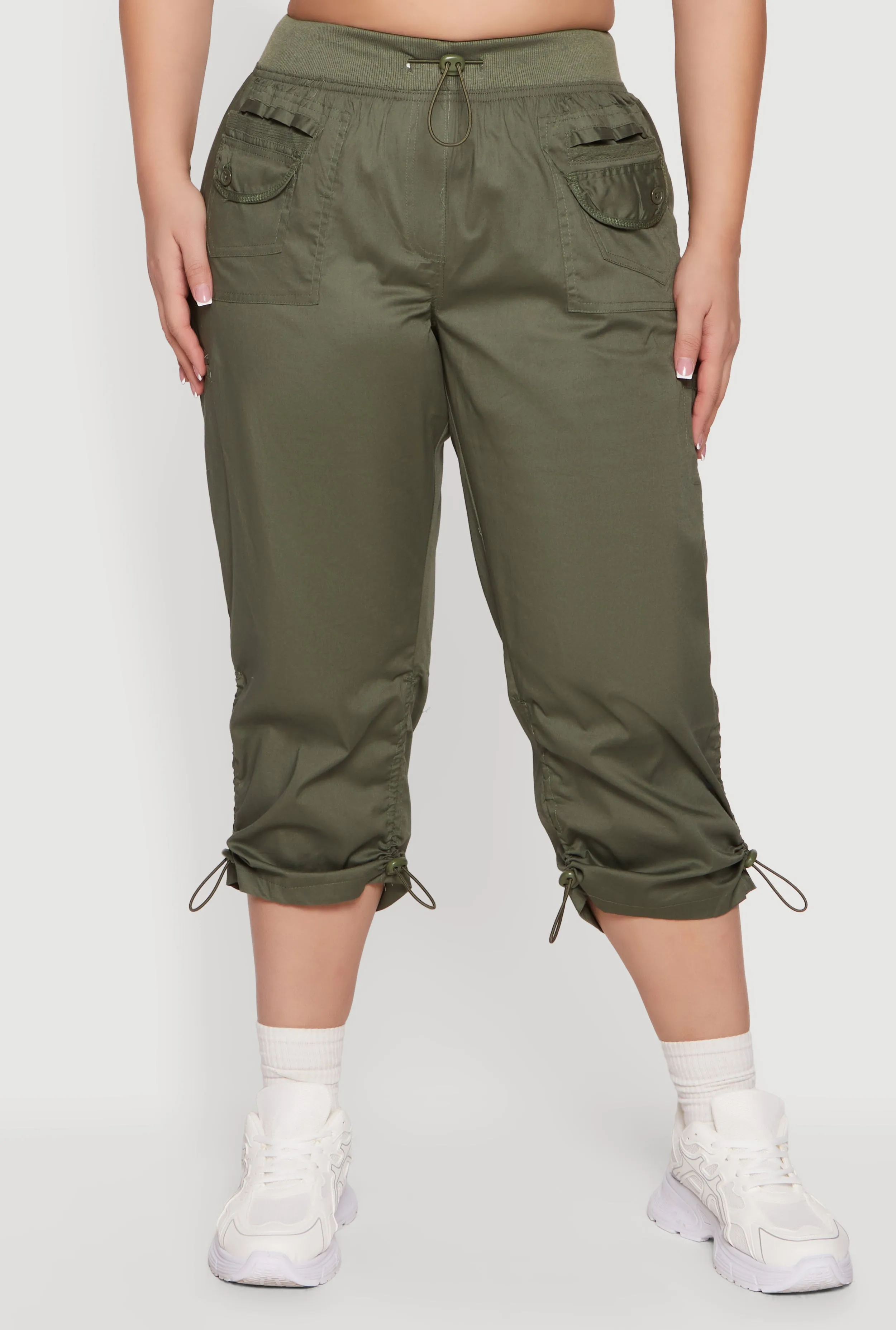 Plus Size Toggle Drawstring Waisted Cargo Capri Pants sold by Rainbow product image thumbnail 3