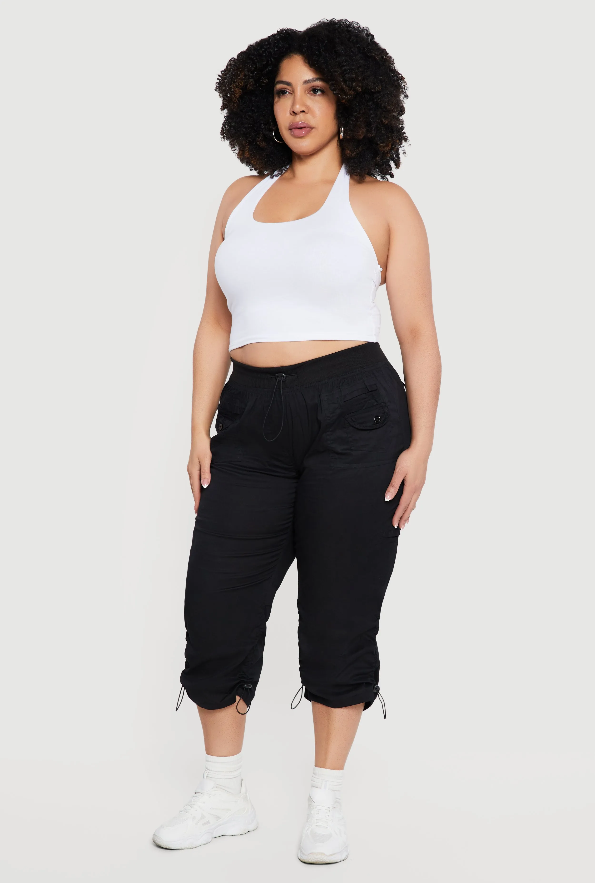 Plus Size Toggle Drawstring Waisted Cargo Capri Pants sold by Rainbow product image thumbnail 2