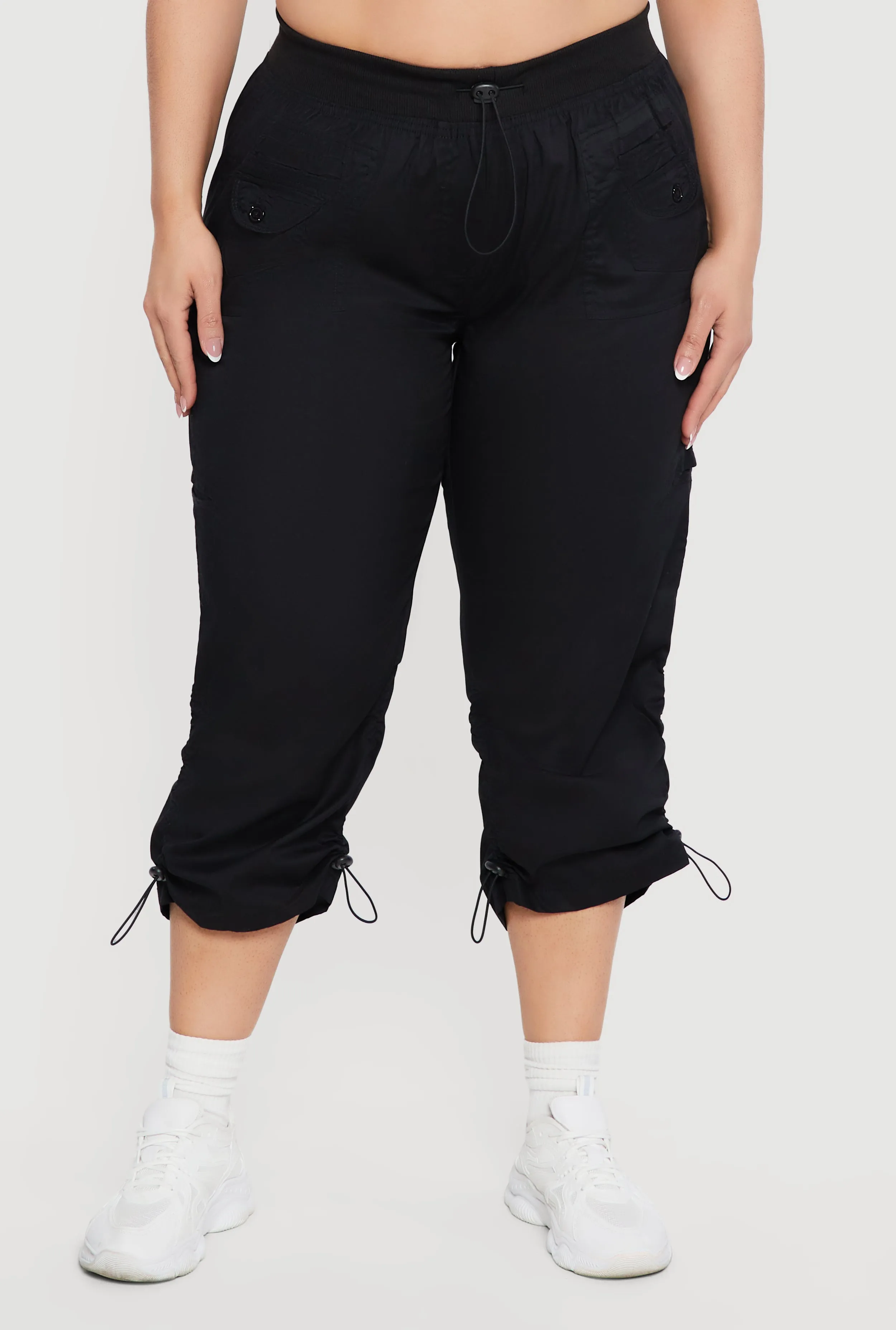 Plus Size Toggle Drawstring Waisted Cargo Capri Pants sold by Rainbow product image thumbnail 3