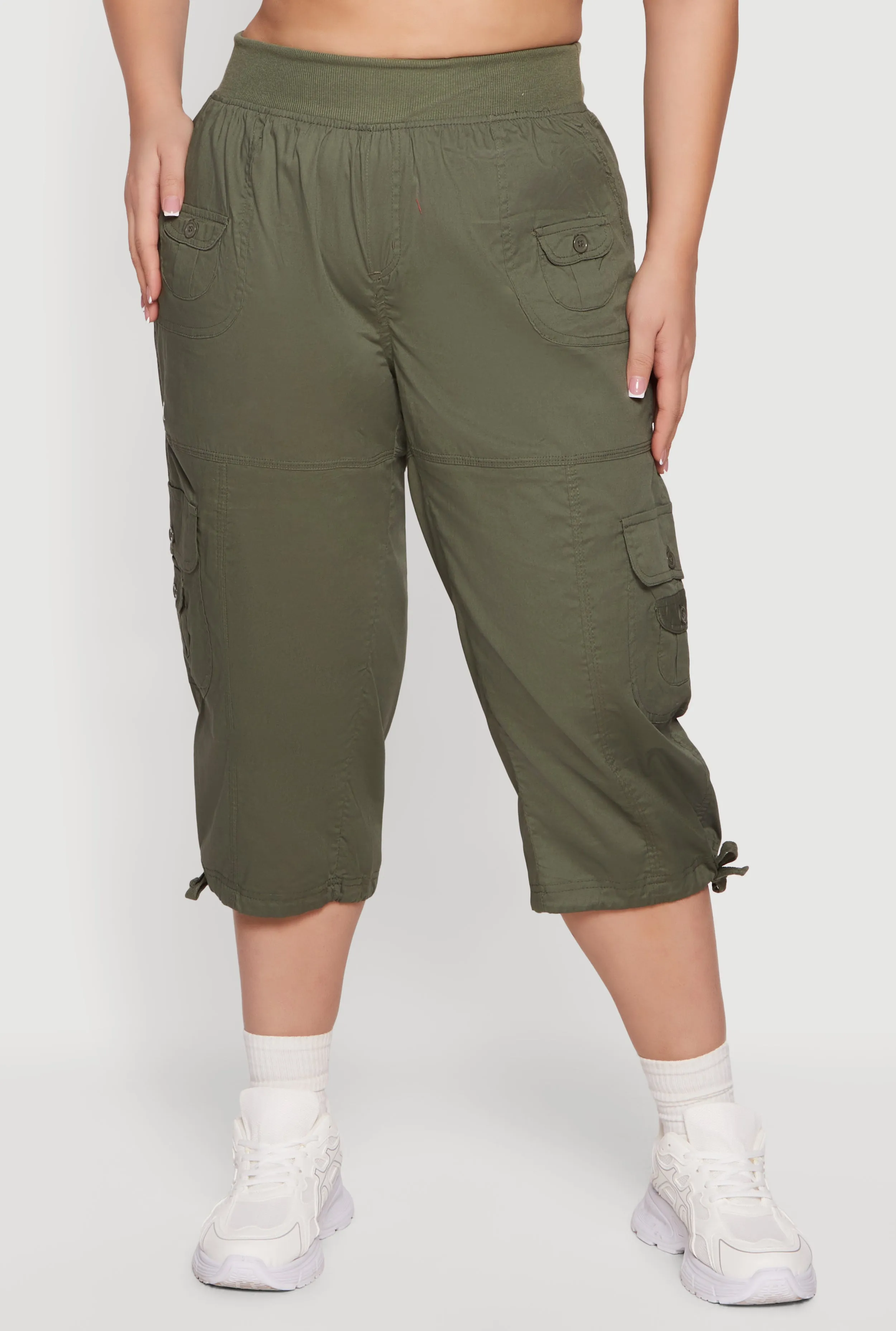 Plus Size Drawstring Hem Cargo Capri Pants sold by Rainbow product image thumbnail 3