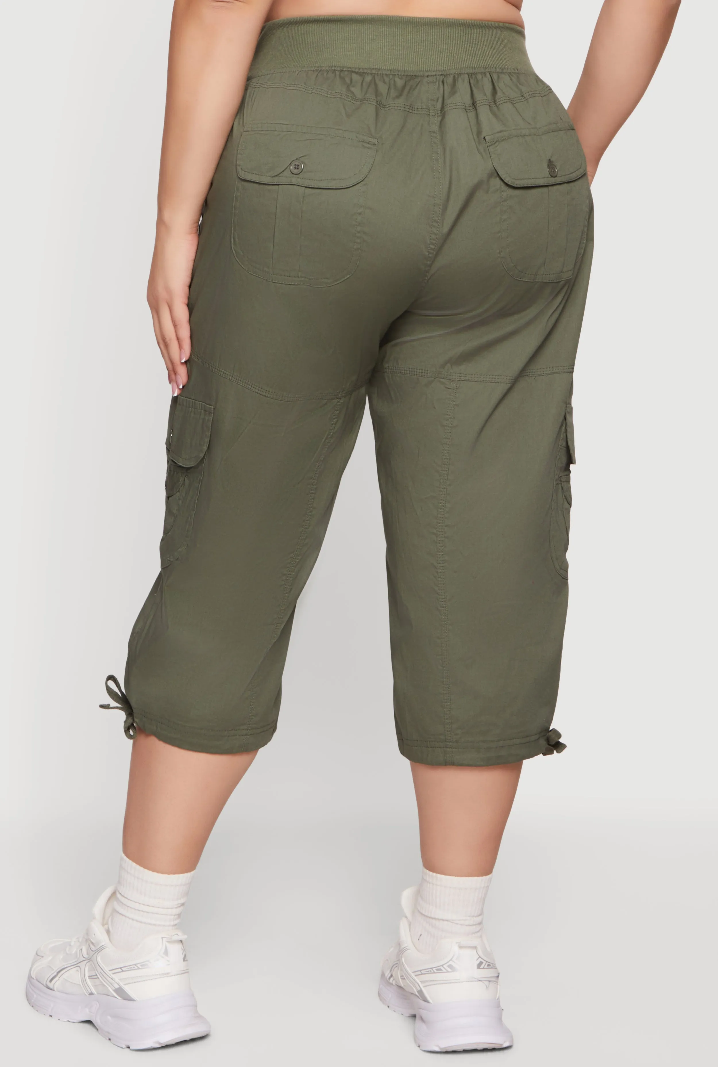 Plus Size Drawstring Hem Cargo Capri Pants sold by Rainbow product image thumbnail 5