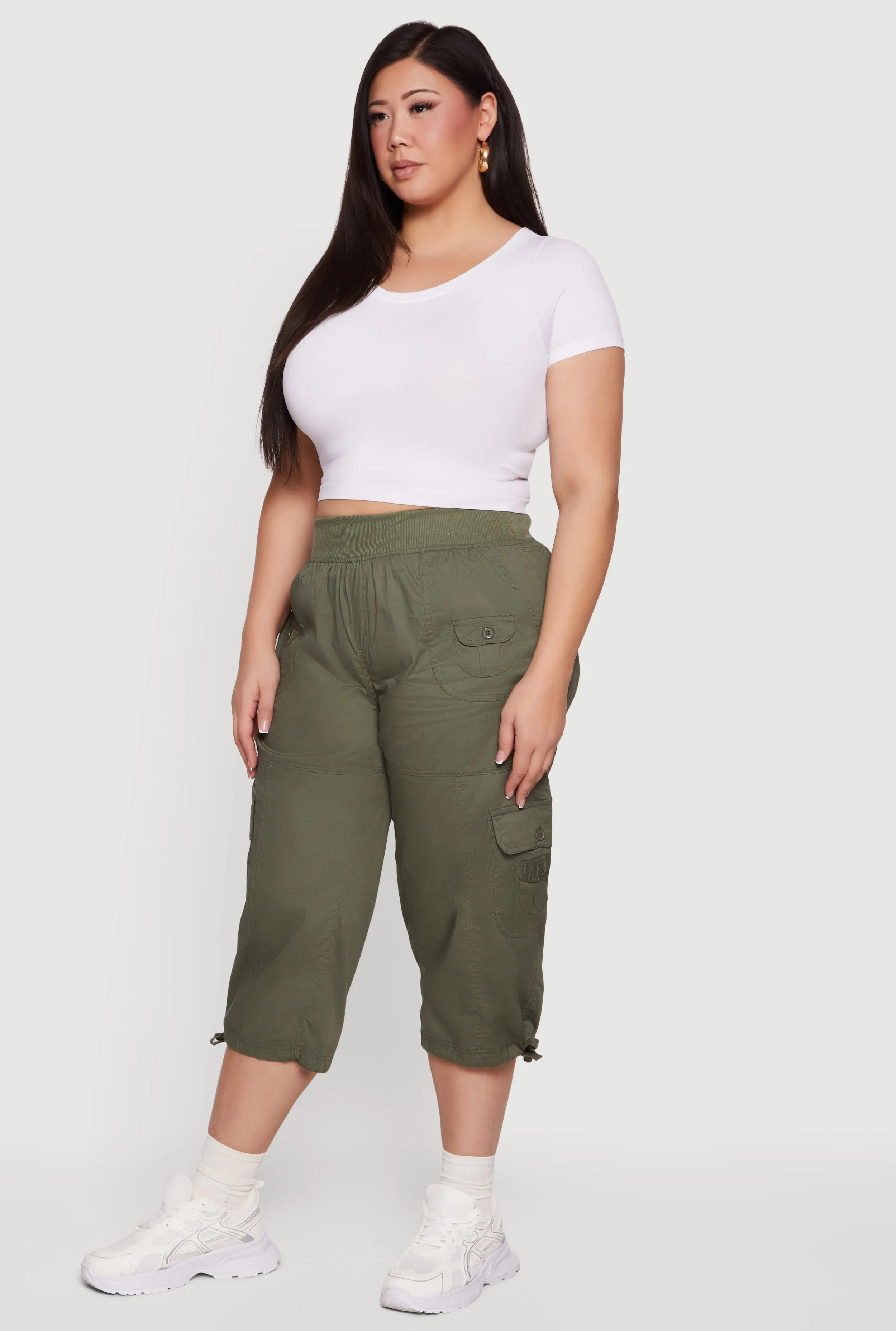 Plus Size Drawstring Hem Cargo Capri Pants sold by Rainbow product image thumbnail 2