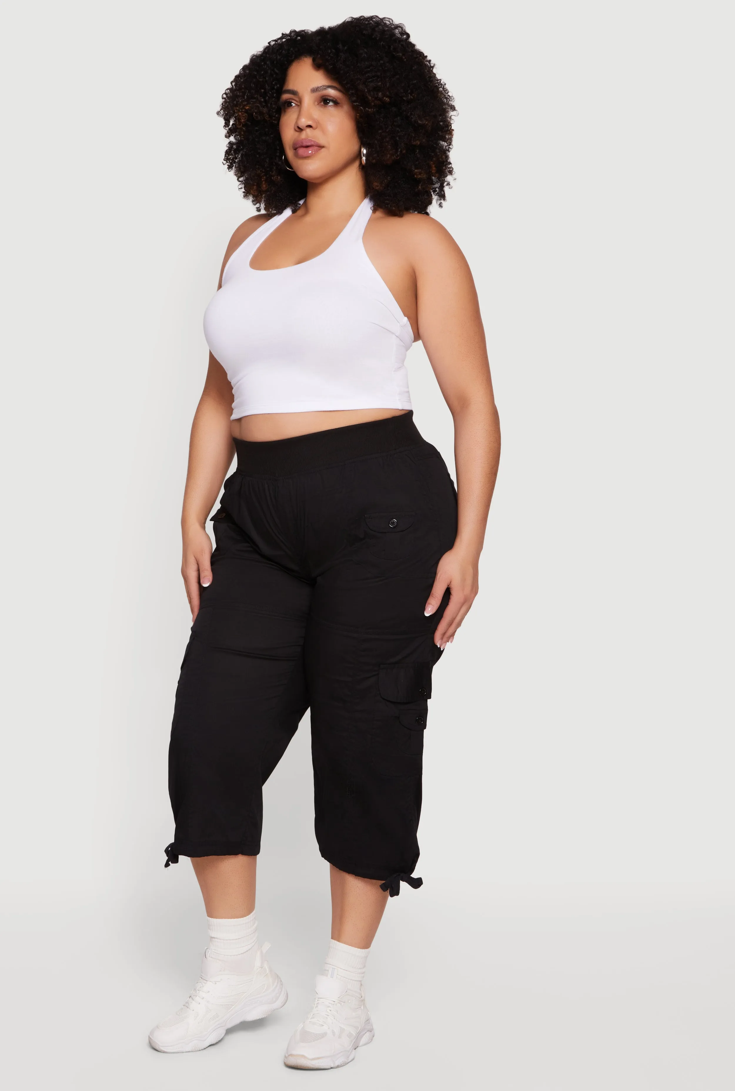 Plus Size Drawstring Hem Cargo Capri Pants sold by Rainbow product image thumbnail 2