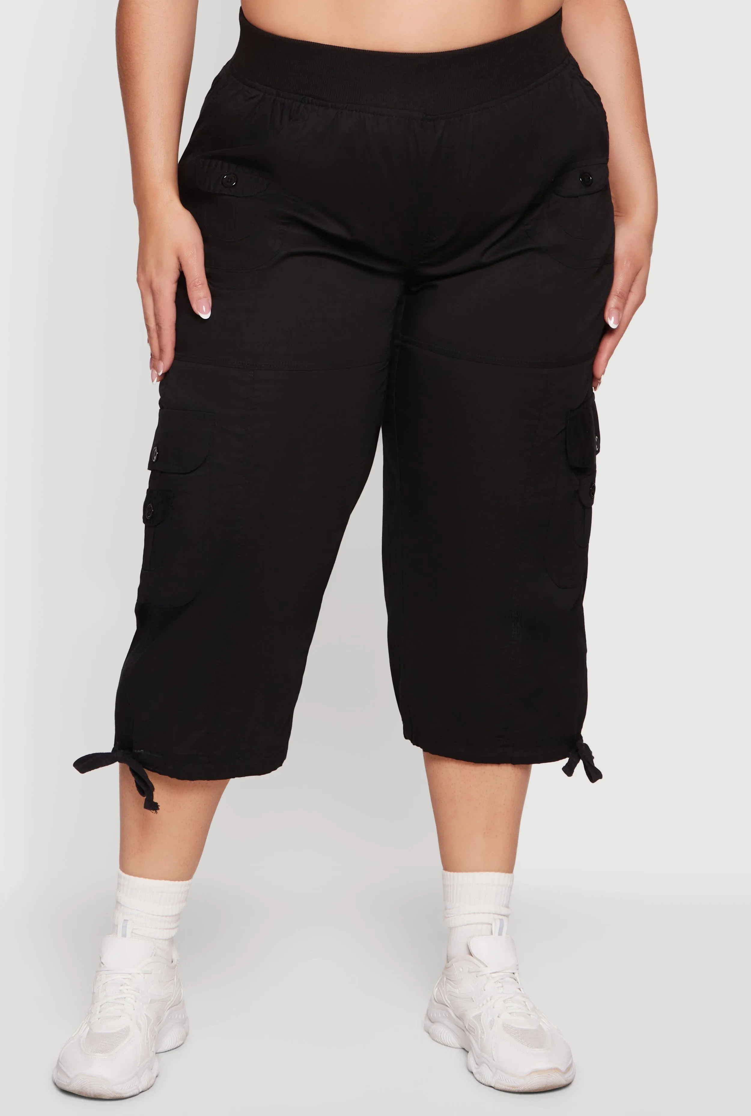 Plus Size Drawstring Hem Cargo Capri Pants sold by Rainbow product image thumbnail 3