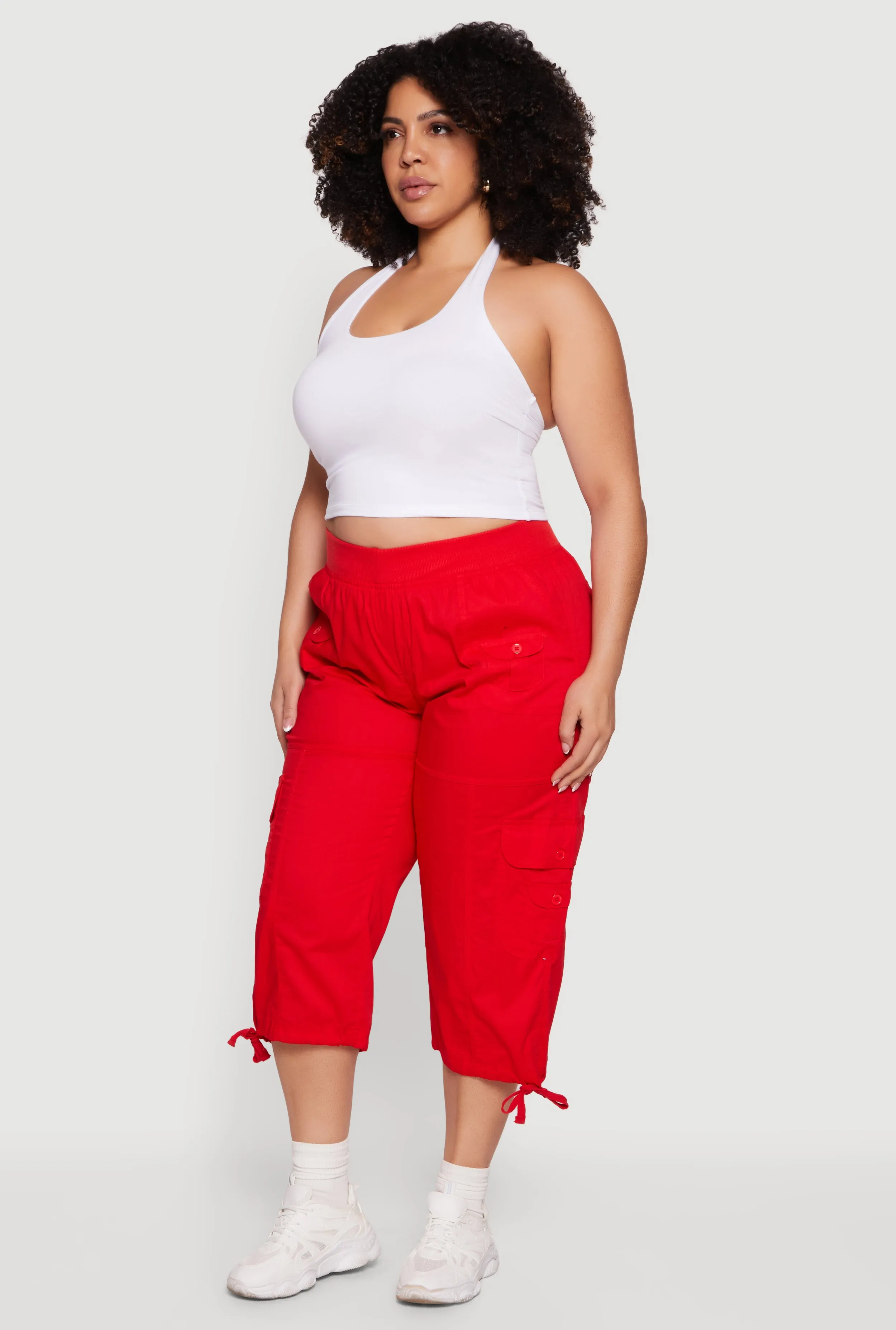 Plus Size Drawstring Hem Cargo Capri Pants sold by Rainbow product image thumbnail 2