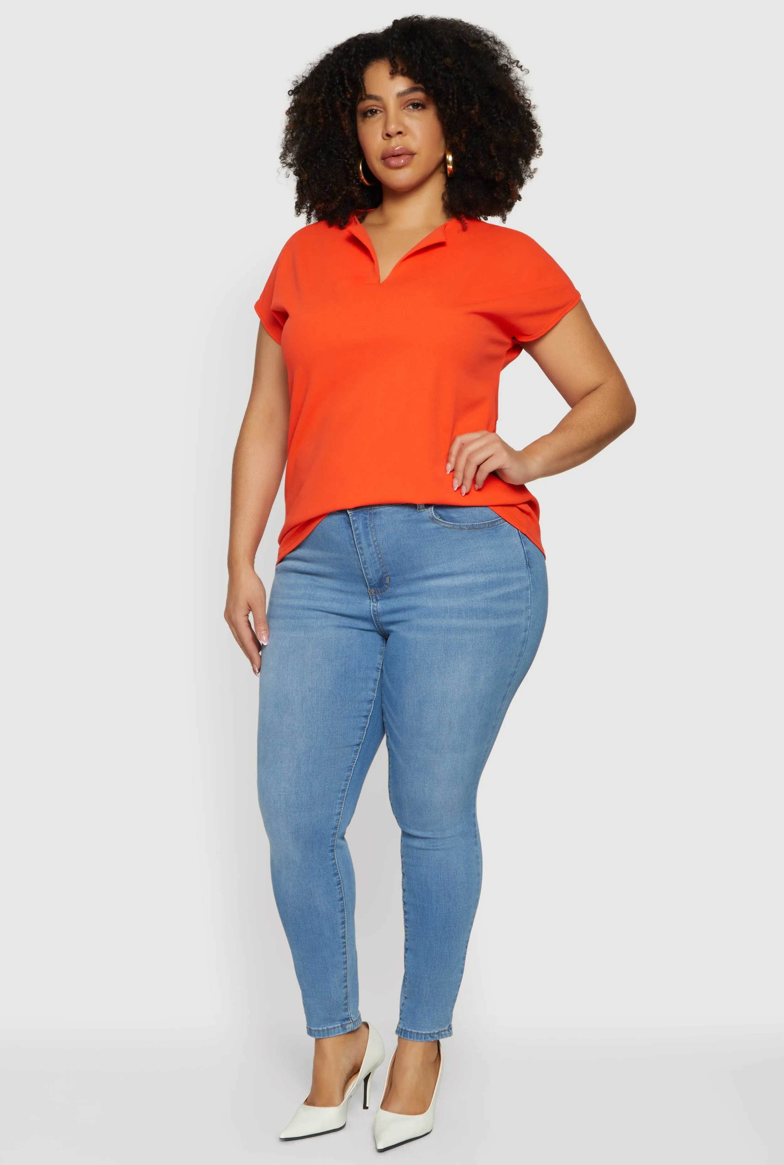 Plus Size Crepe Knit Short Sleeve Blouse sold by Rainbow product image thumbnail 3