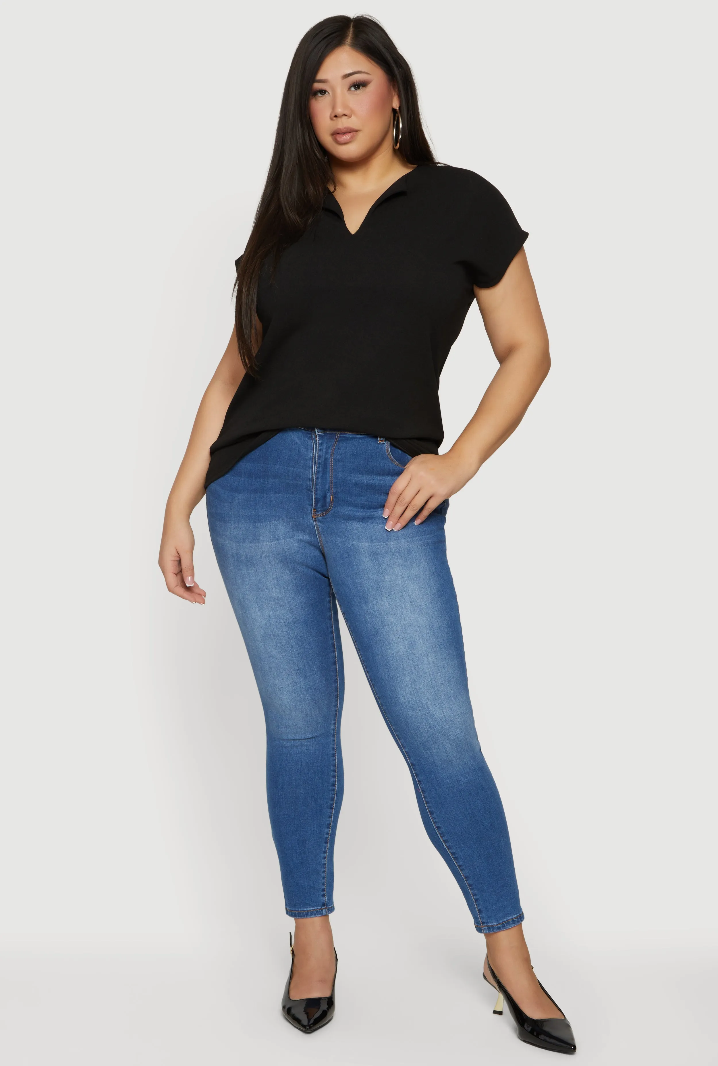 Plus Size Crepe Knit Short Sleeve Blouse sold by Rainbow product image thumbnail 2