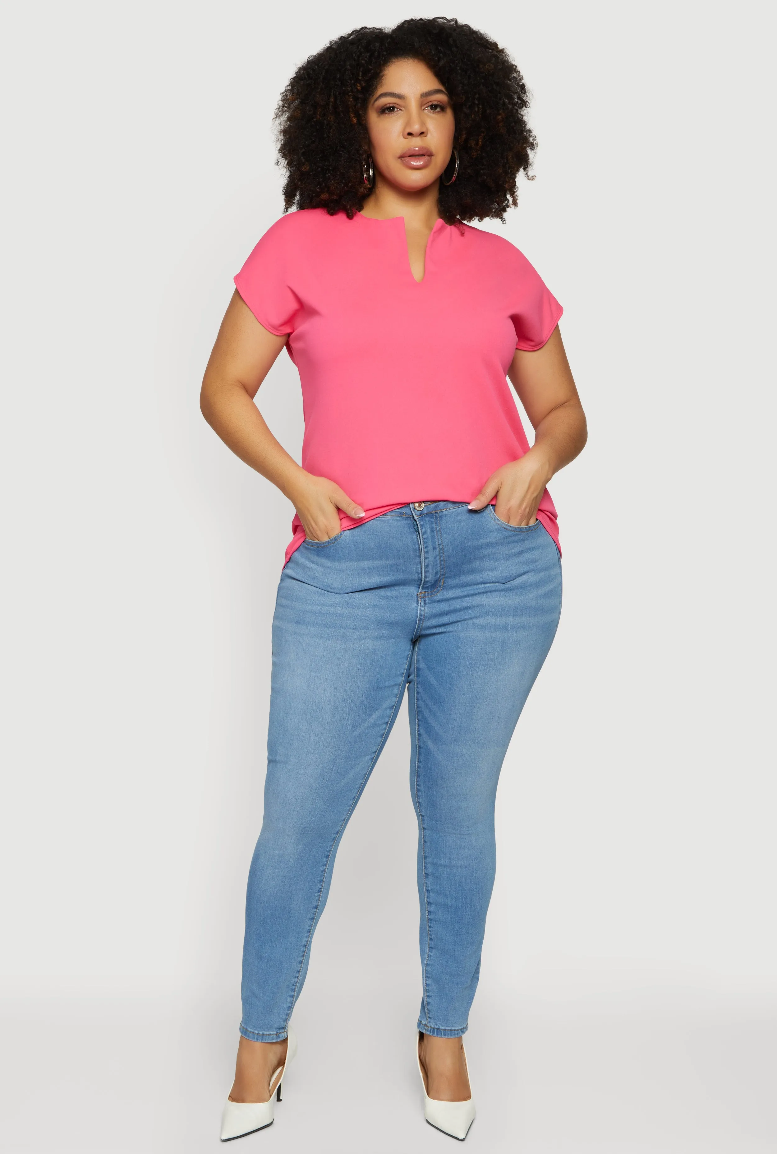 Plus Size Crepe Knit Short Sleeve Blouse sold by Rainbow