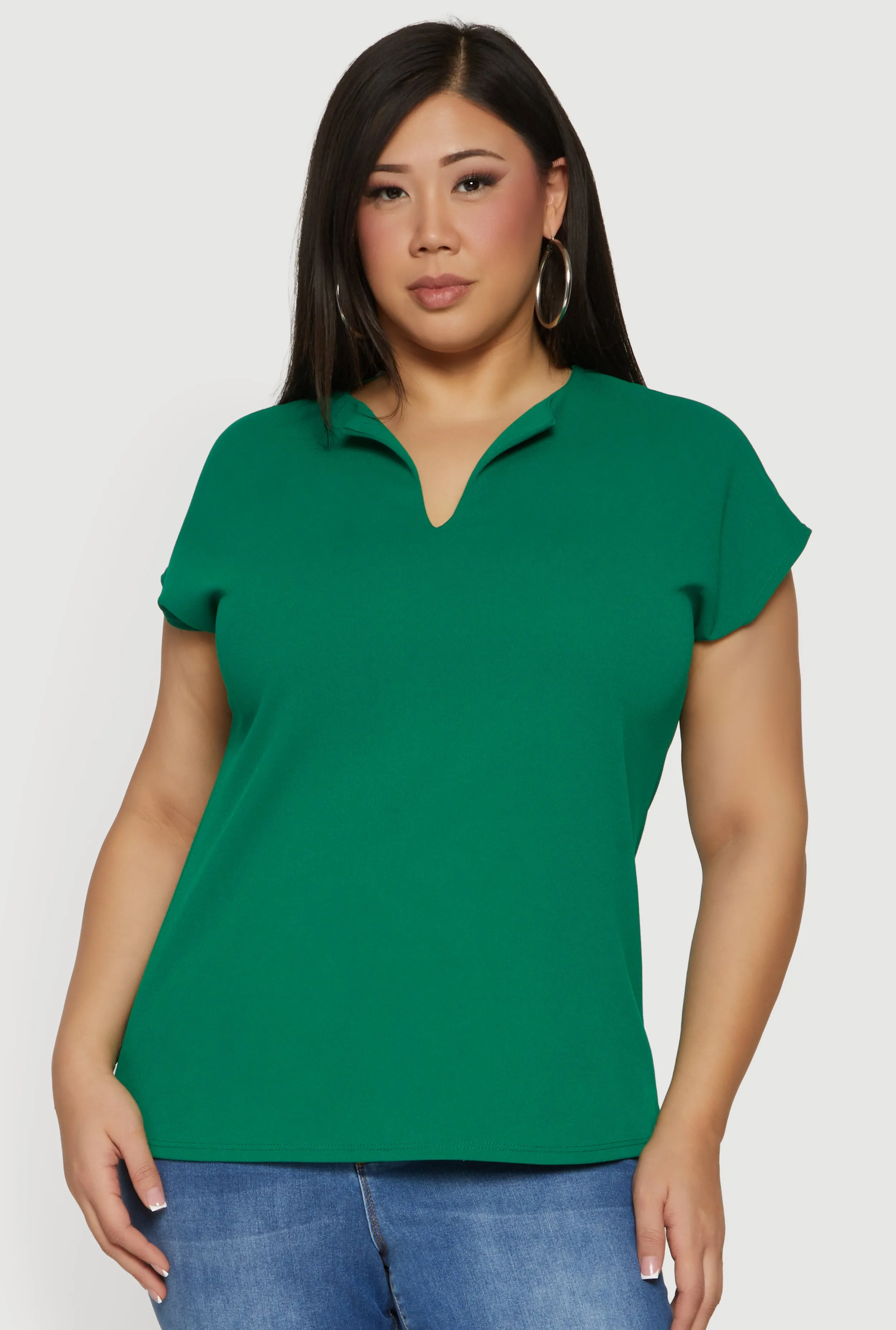 Plus Size Crepe Knit Short Sleeve Blouse sold by Rainbow product image thumbnail 2