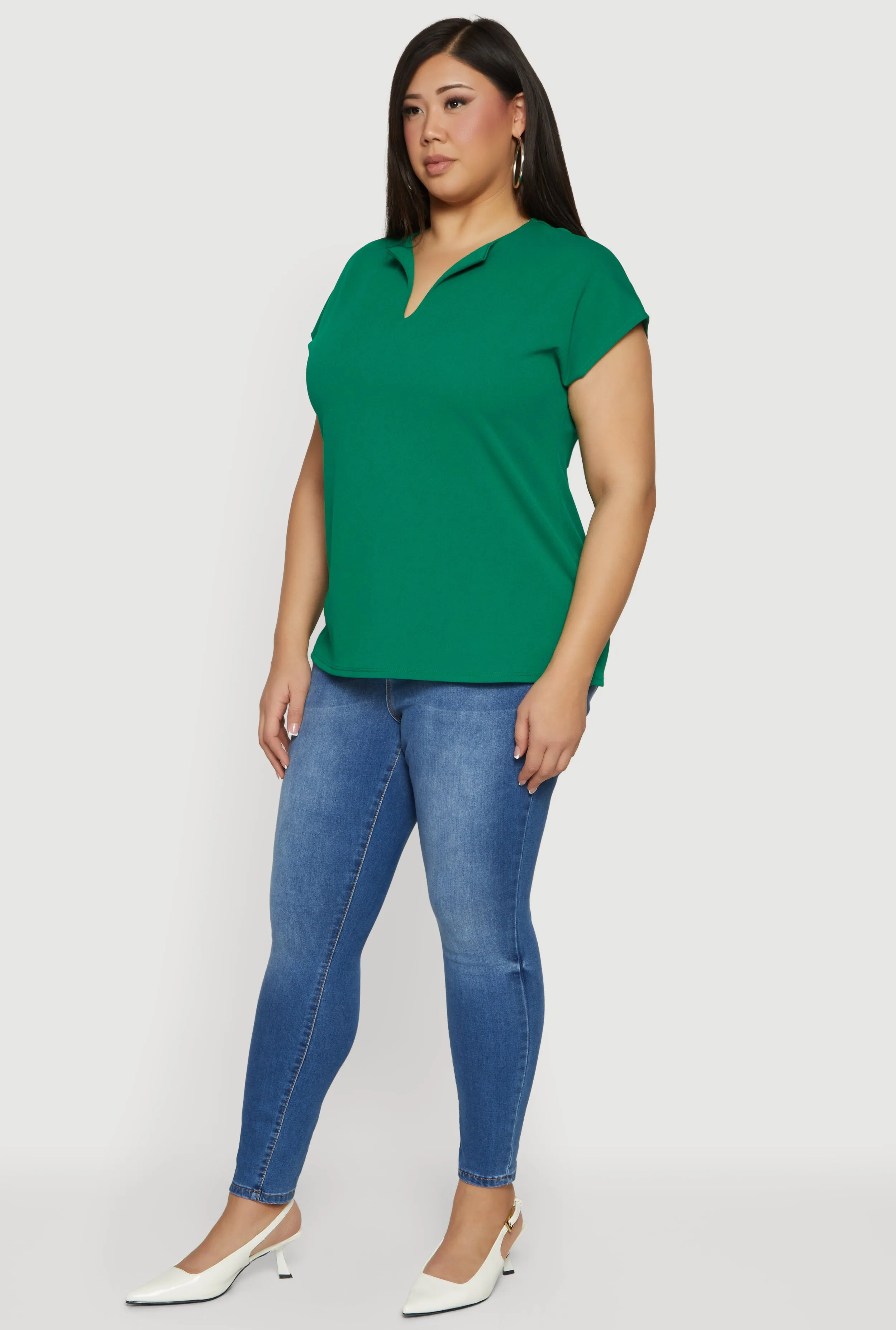 Plus Size Crepe Knit Short Sleeve Blouse sold by Rainbow product image thumbnail 3