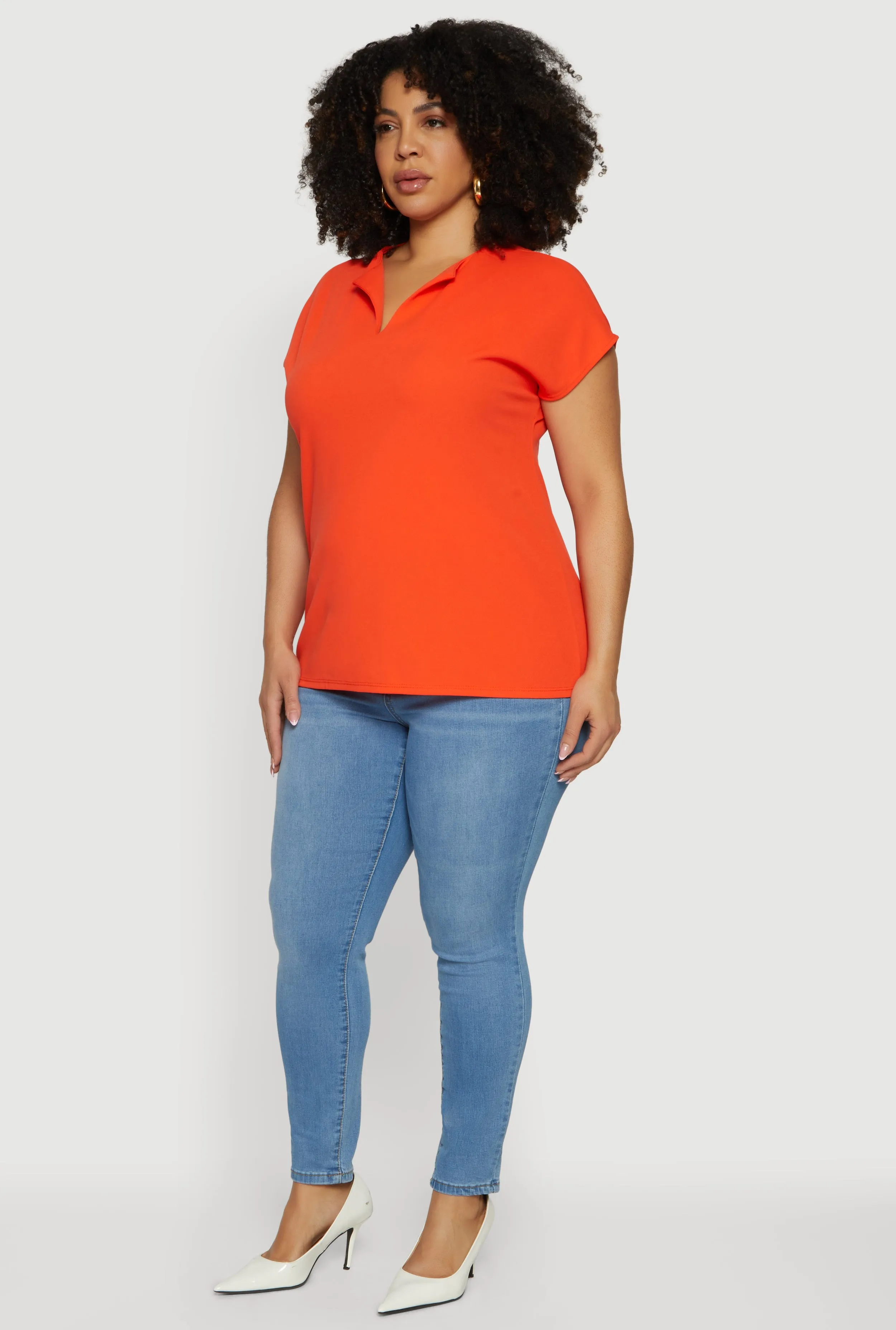 Plus Size Crepe Knit Short Sleeve Blouse sold by Rainbow product image thumbnail 3