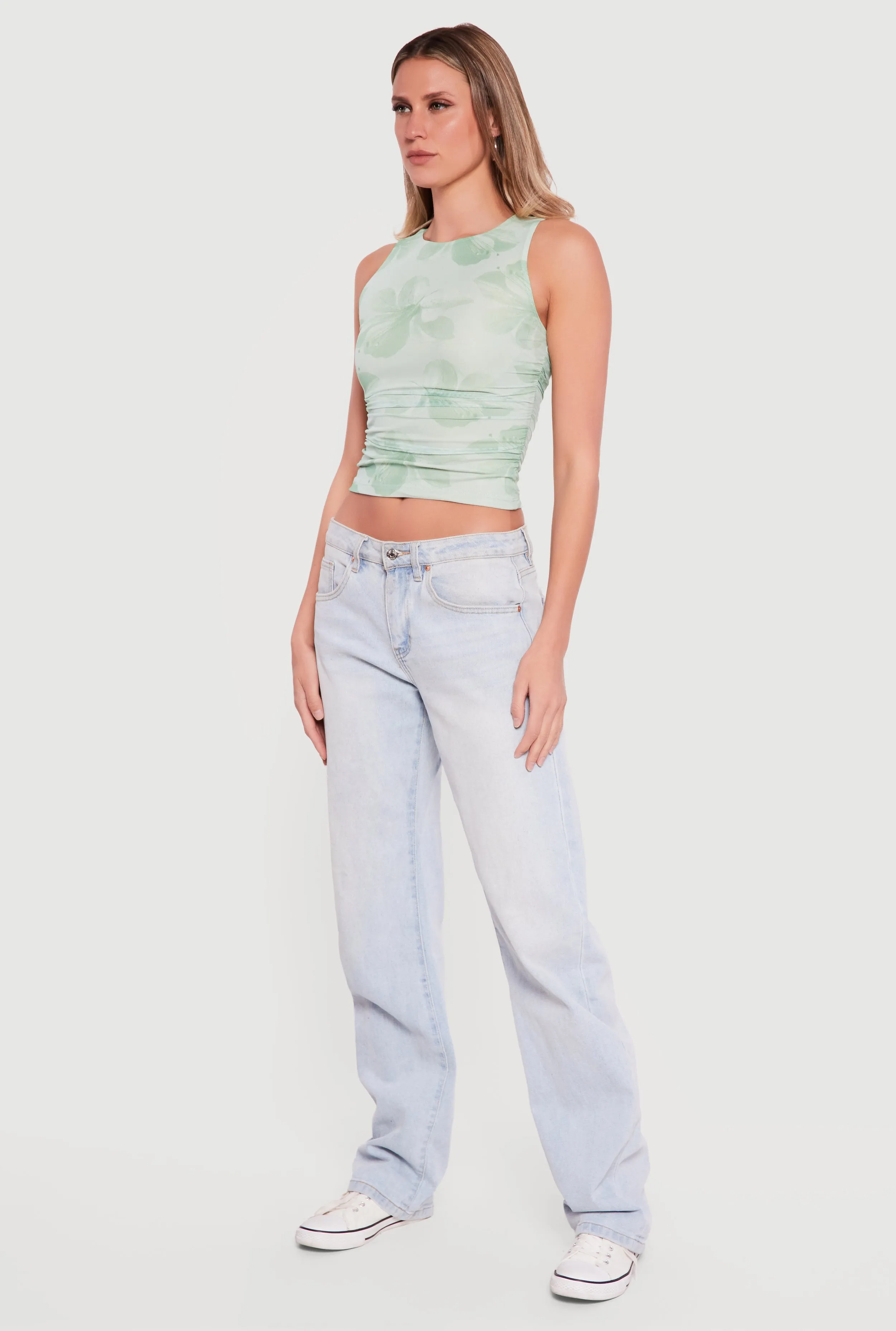 Sleeveless Floral Mesh High Neck Blouse sold by Rainbow product image thumbnail 3