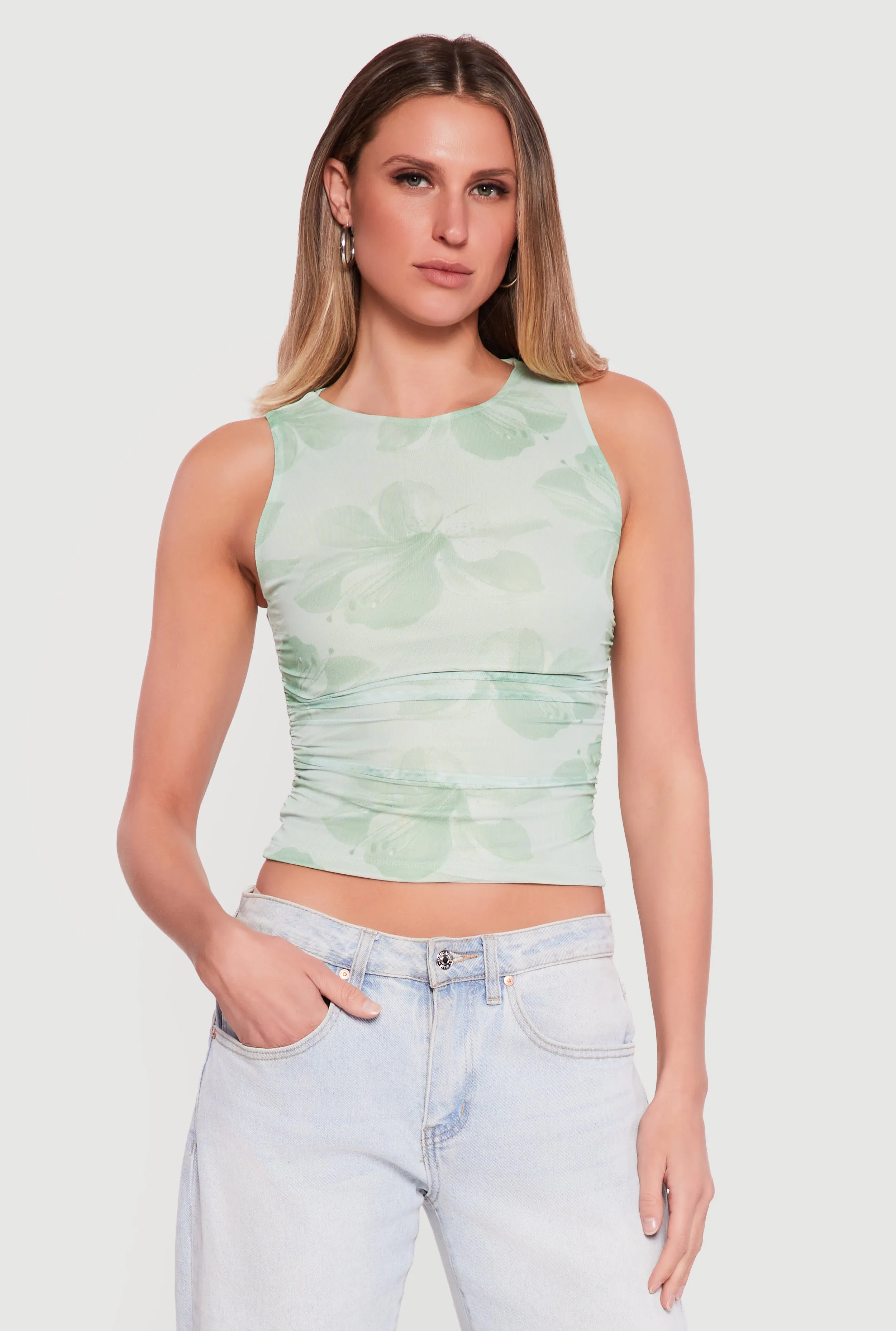 Sleeveless Floral Mesh High Neck Blouse sold by Rainbow product image thumbnail 2