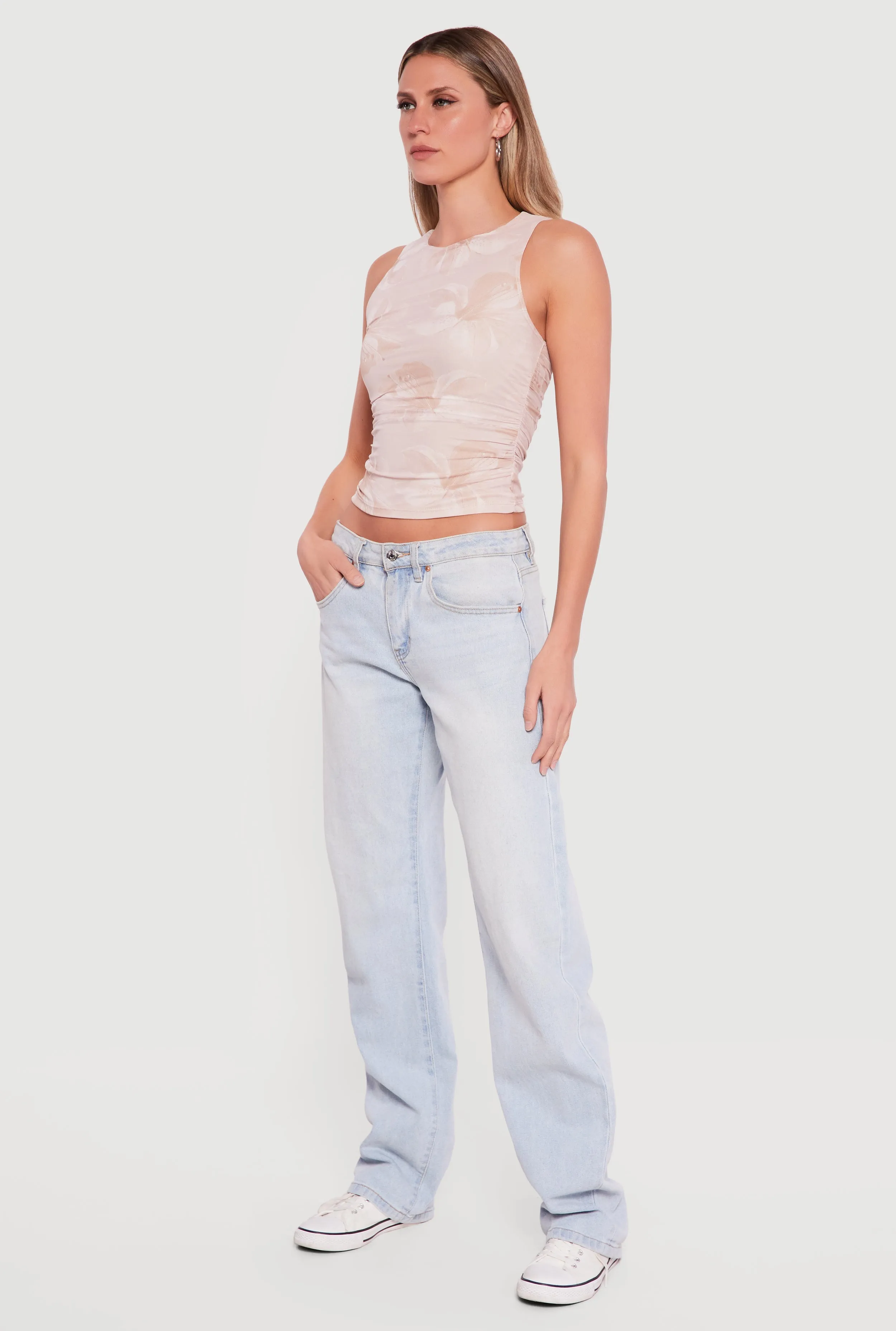 Sleeveless Floral Mesh High Neck Blouse sold by Rainbow product image thumbnail 3