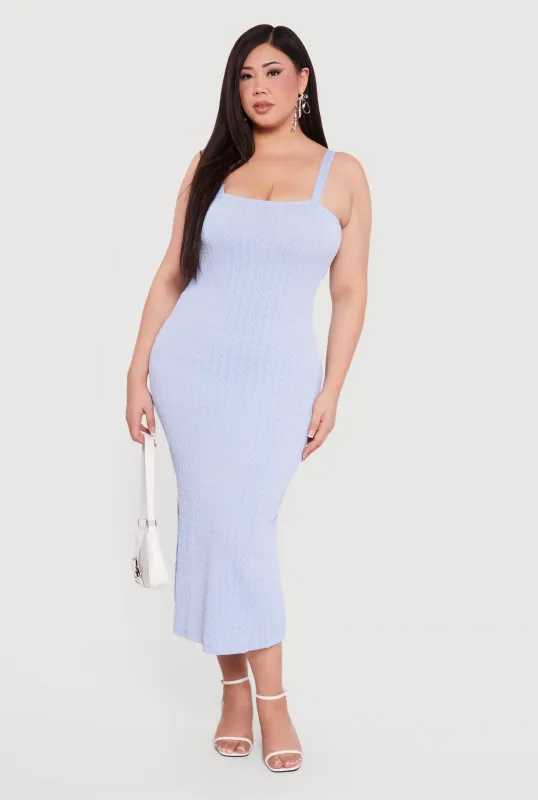 Plus Size Textured Knit Cami Maxi Dress sold by Rainbow