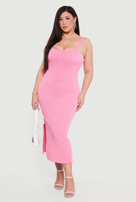 Plus Size Textured Knit Cami Maxi Dress sold by Rainbow