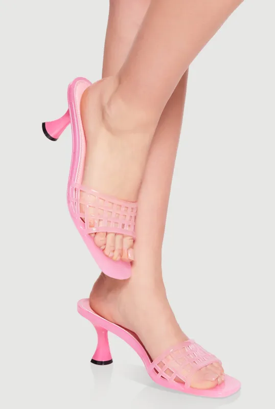 Jelly Cutout Band Mid Spool Heels sold by Rainbow