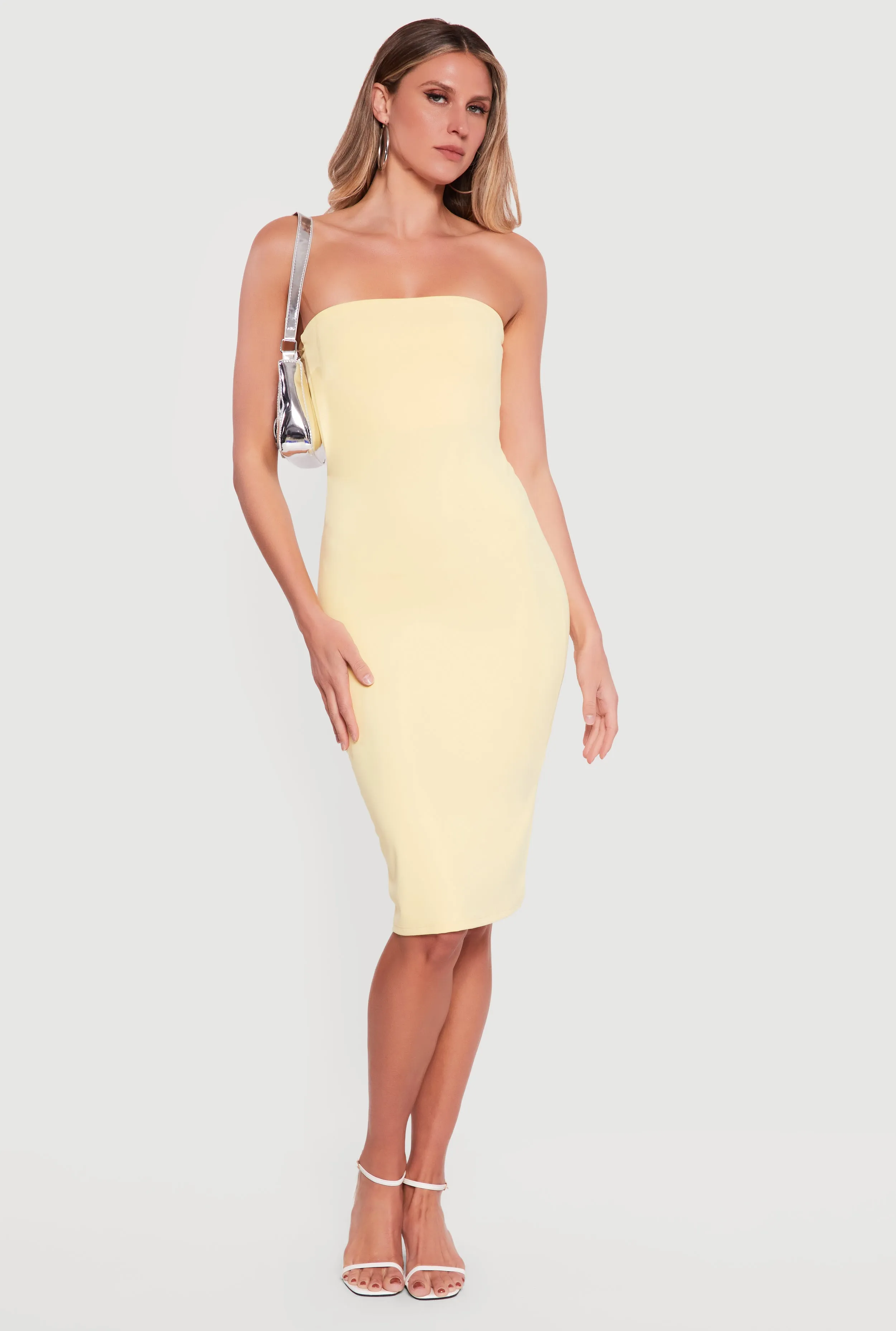 Shelf Bra Tube Midi Dress sold by Rainbow