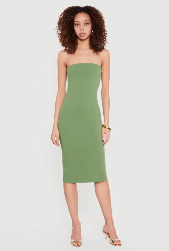 Shelf Bra Tube Midi Dress sold by Rainbow