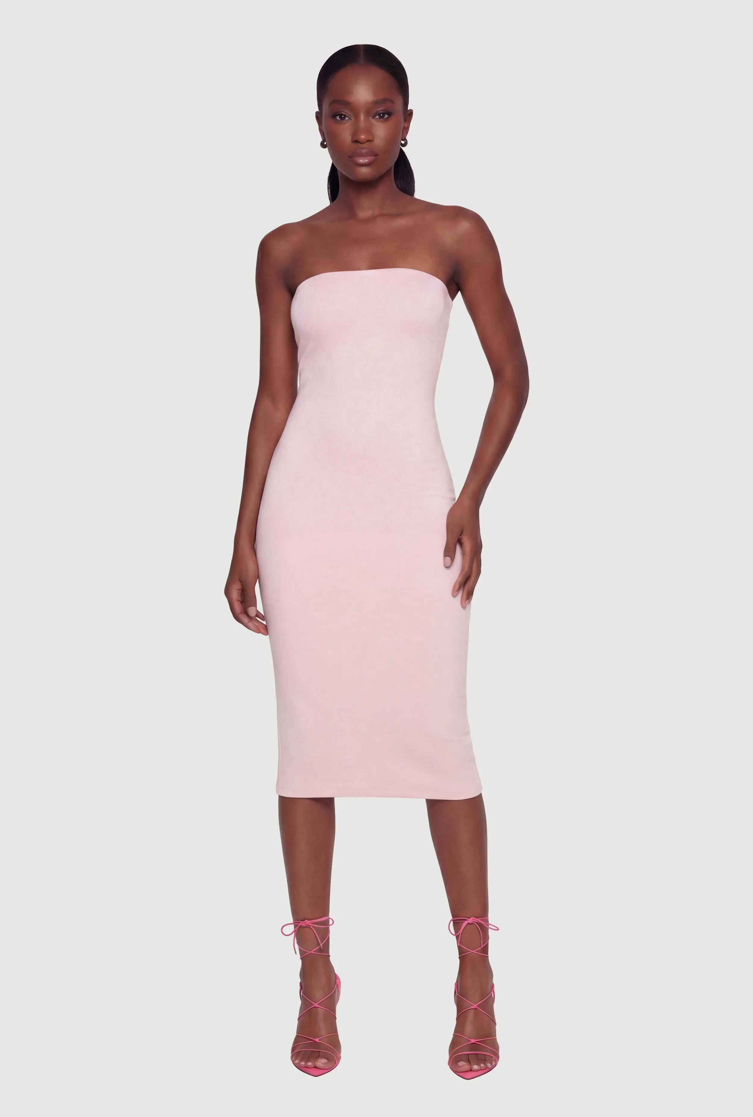 Shelf Bra Tube Midi Dress sold by Rainbow