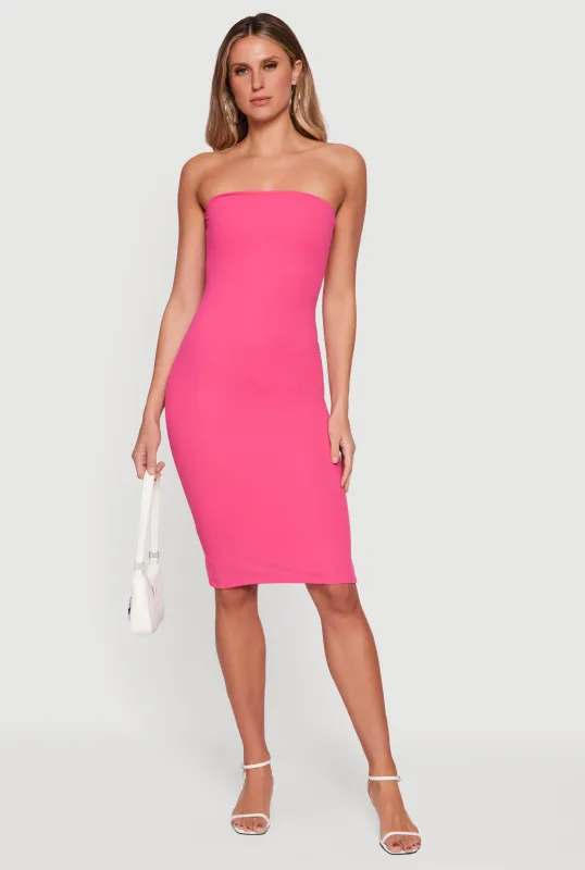 Shelf Bra Tube Midi Dress sold by Rainbow