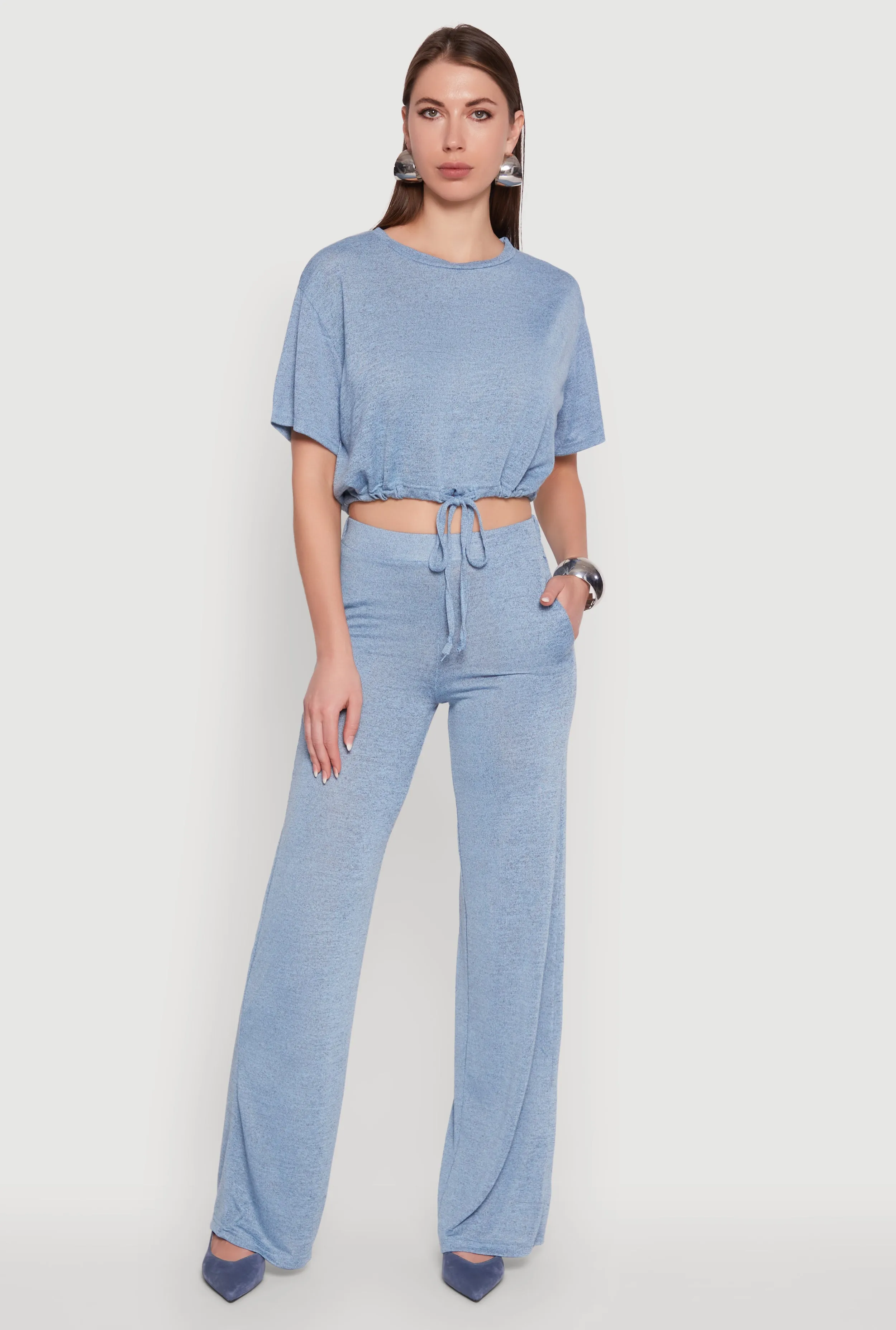 Daisy High Waisted Straight Leg Brushed Knit Pants sold by Rainbow