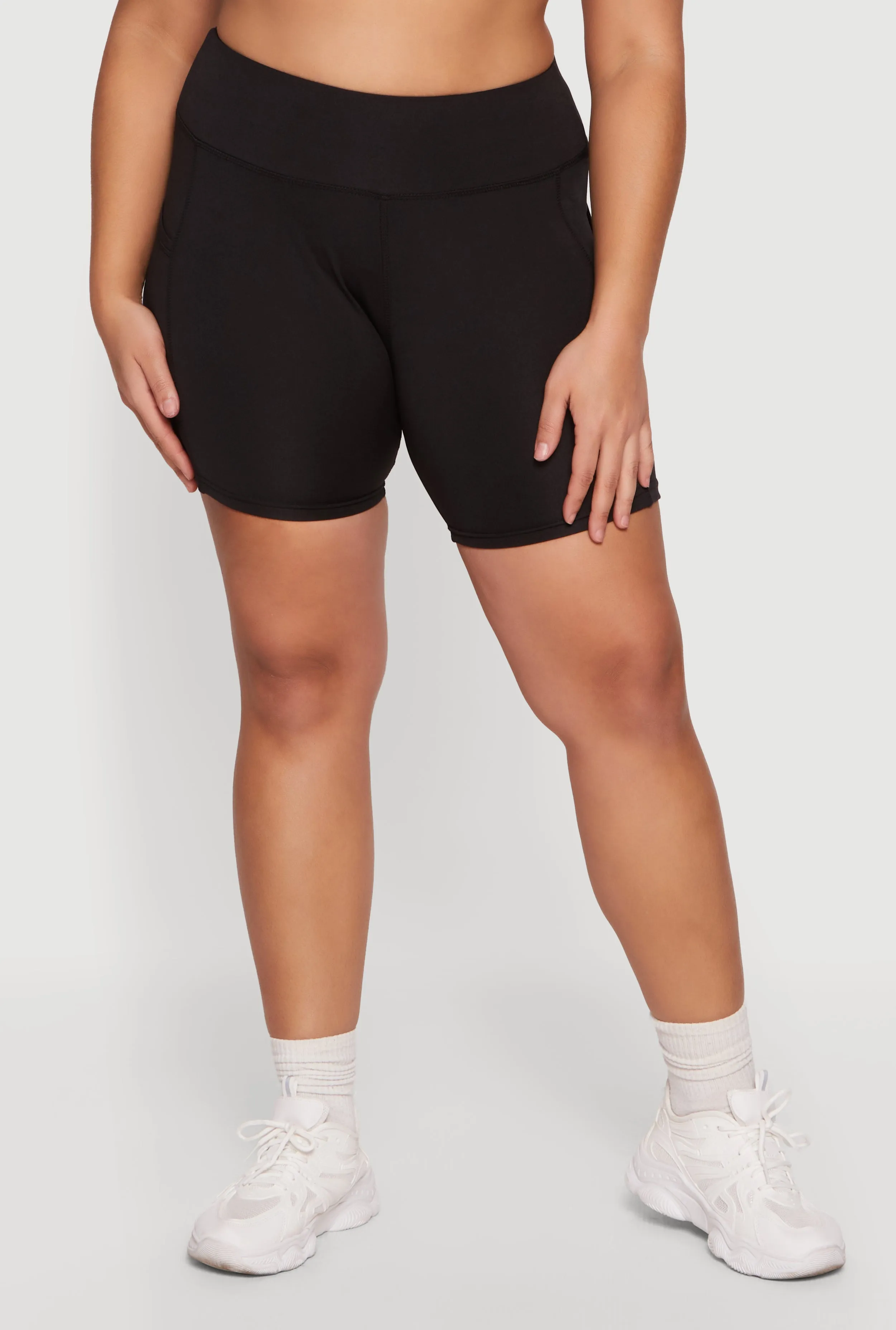 Plus Size High Waisted Cell Phone Pocket Biker Shorts sold by Rainbow product image thumbnail 3