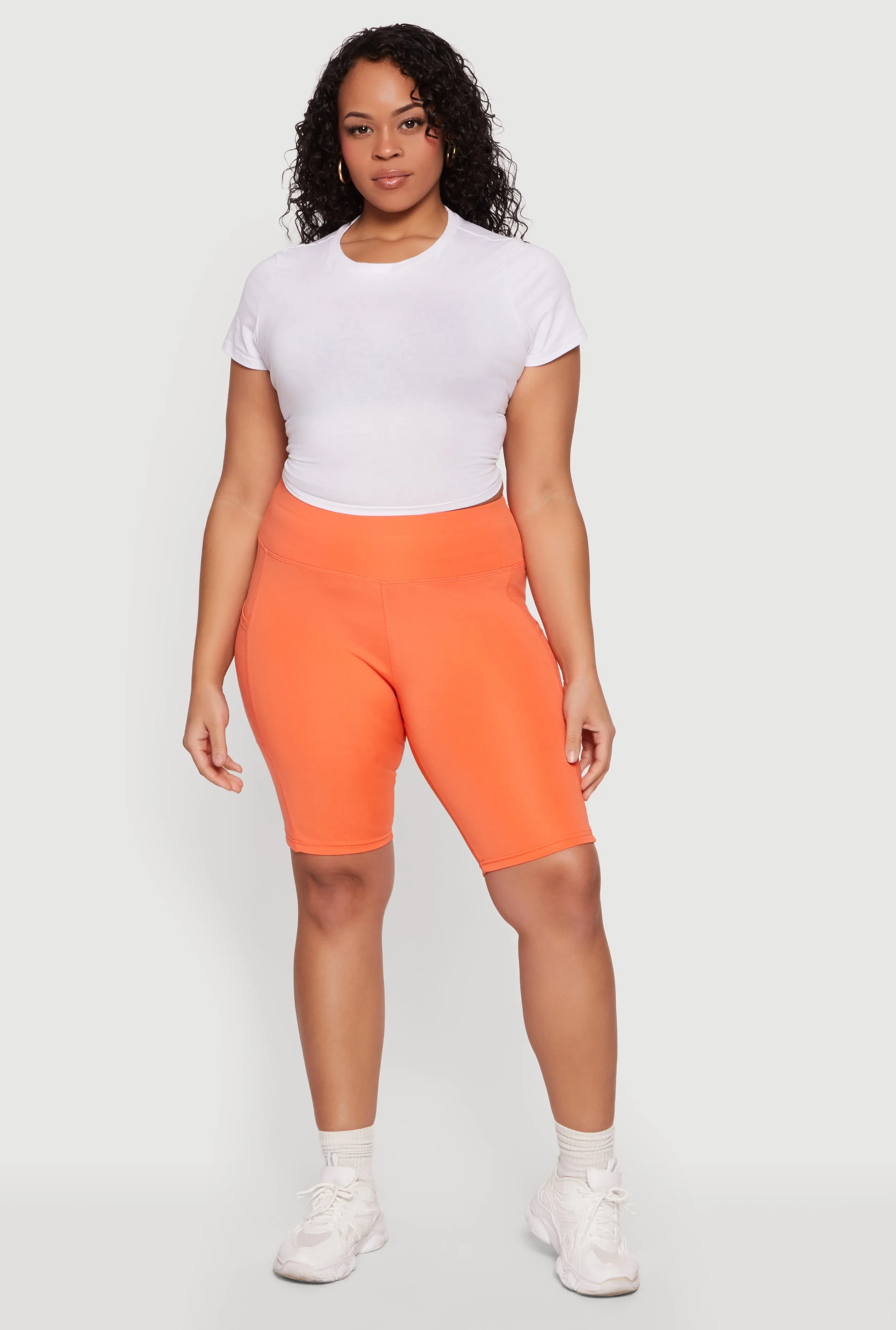 Plus Size High Waisted Biker Shorts with Pockets sold by Rainbow