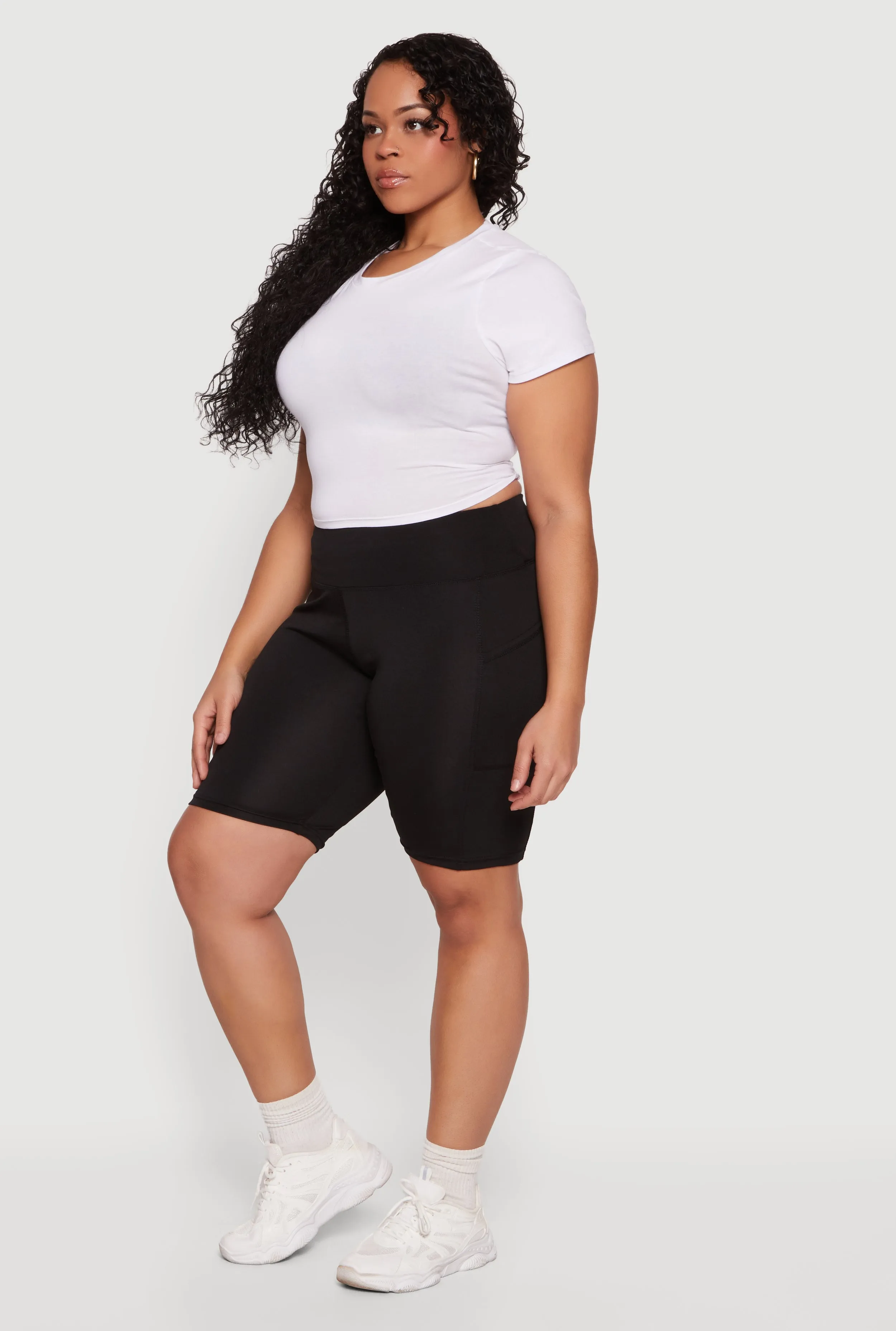 Plus Size High Waisted Biker Shorts with Pockets sold by Rainbow product image thumbnail 2