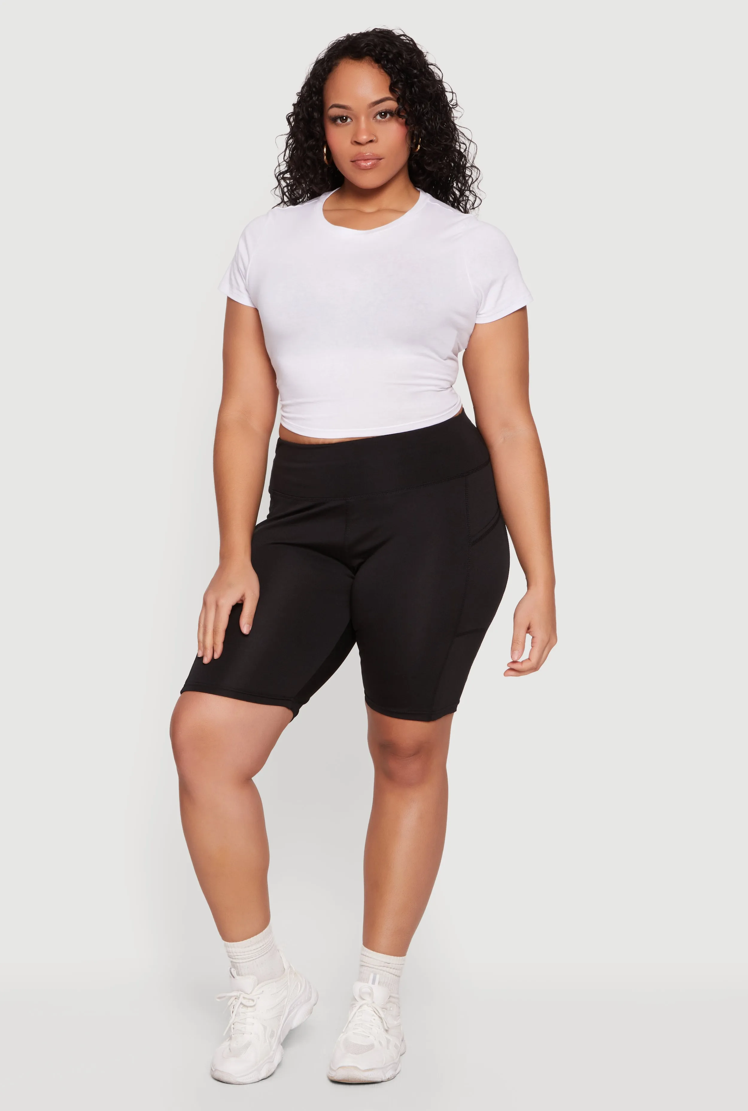 Plus Size High Waisted Biker Shorts with Pockets sold by Rainbow