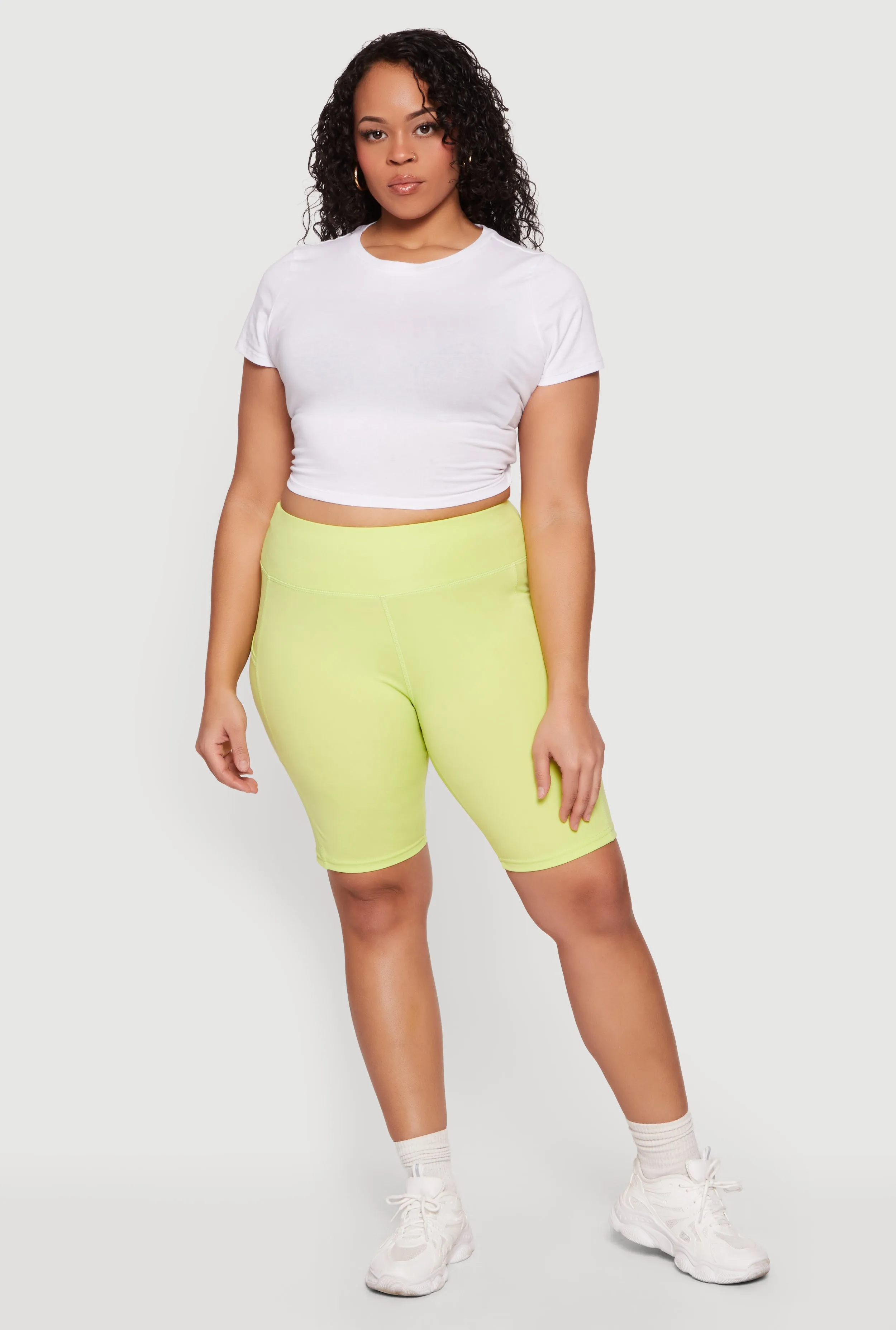 Plus Size High Waisted Bike Shorts with Pockets sold by Rainbow
