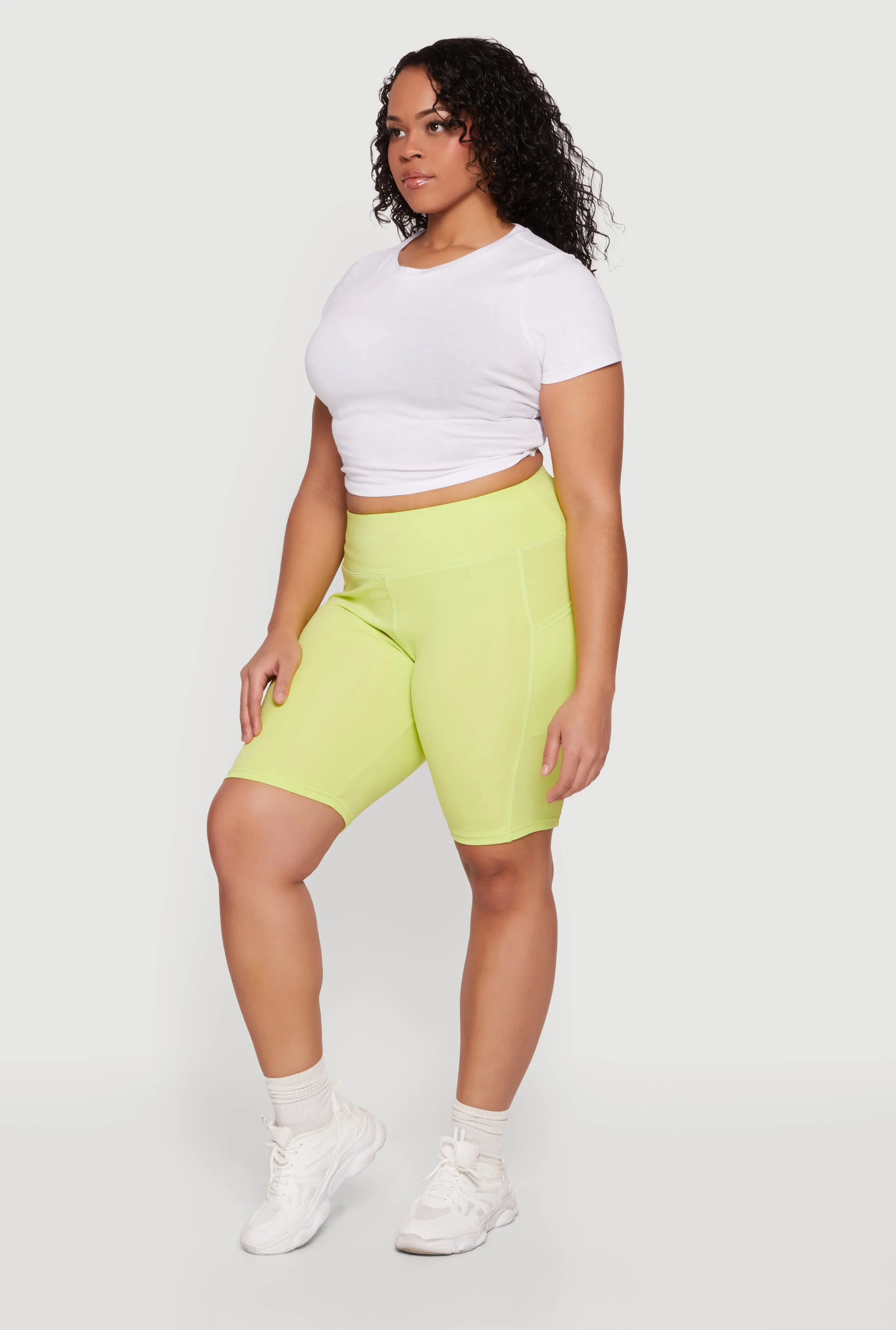 Plus Size High Waisted Bike Shorts with Pockets sold by Rainbow product image thumbnail 2