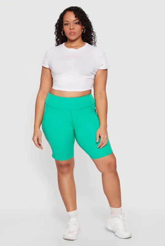 Plus Size High Waisted Biker Shorts with Pockets sold by Rainbow