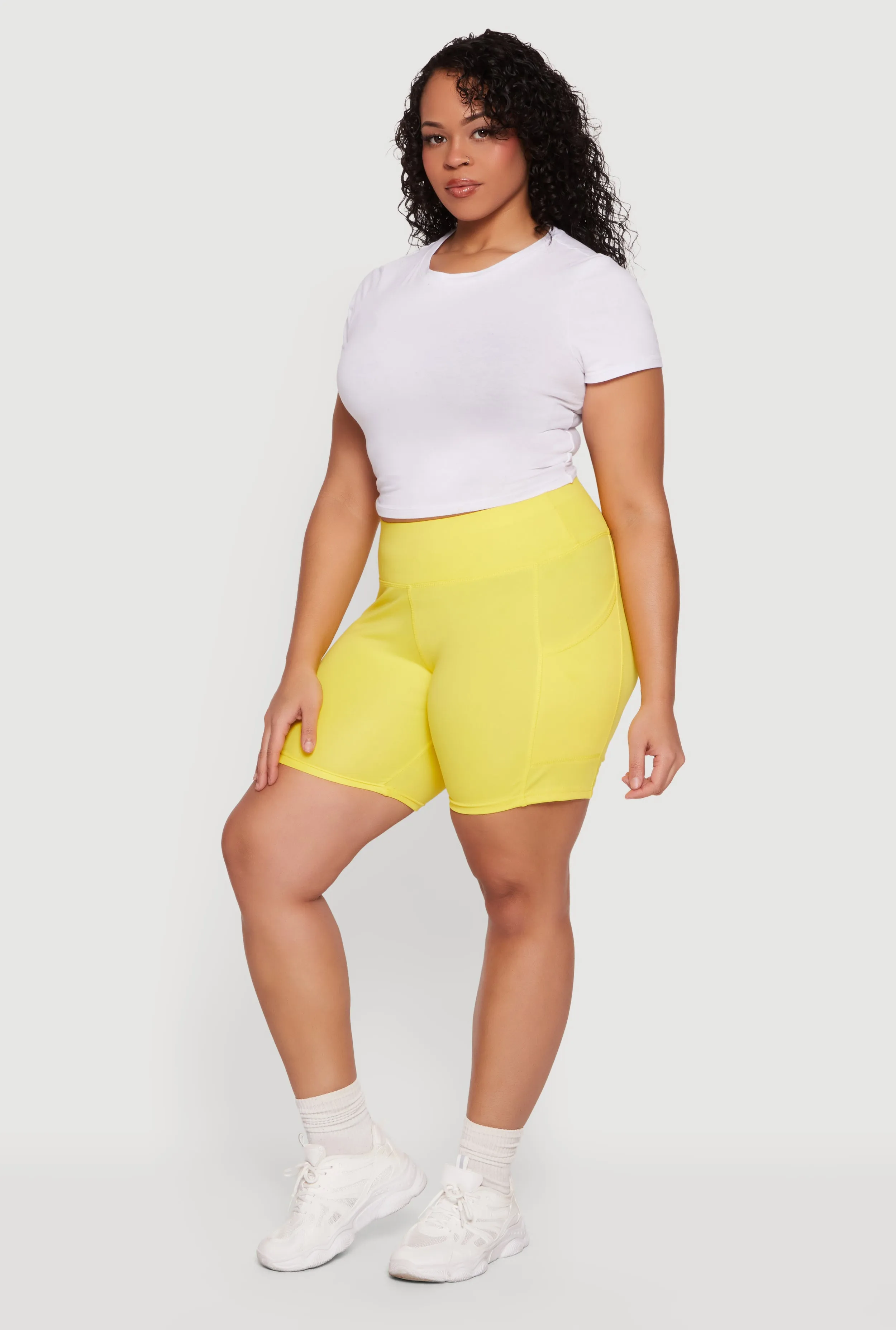 Plus Size High Waisted Cell Phone Pocket Biker Shorts sold by Rainbow product image thumbnail 2