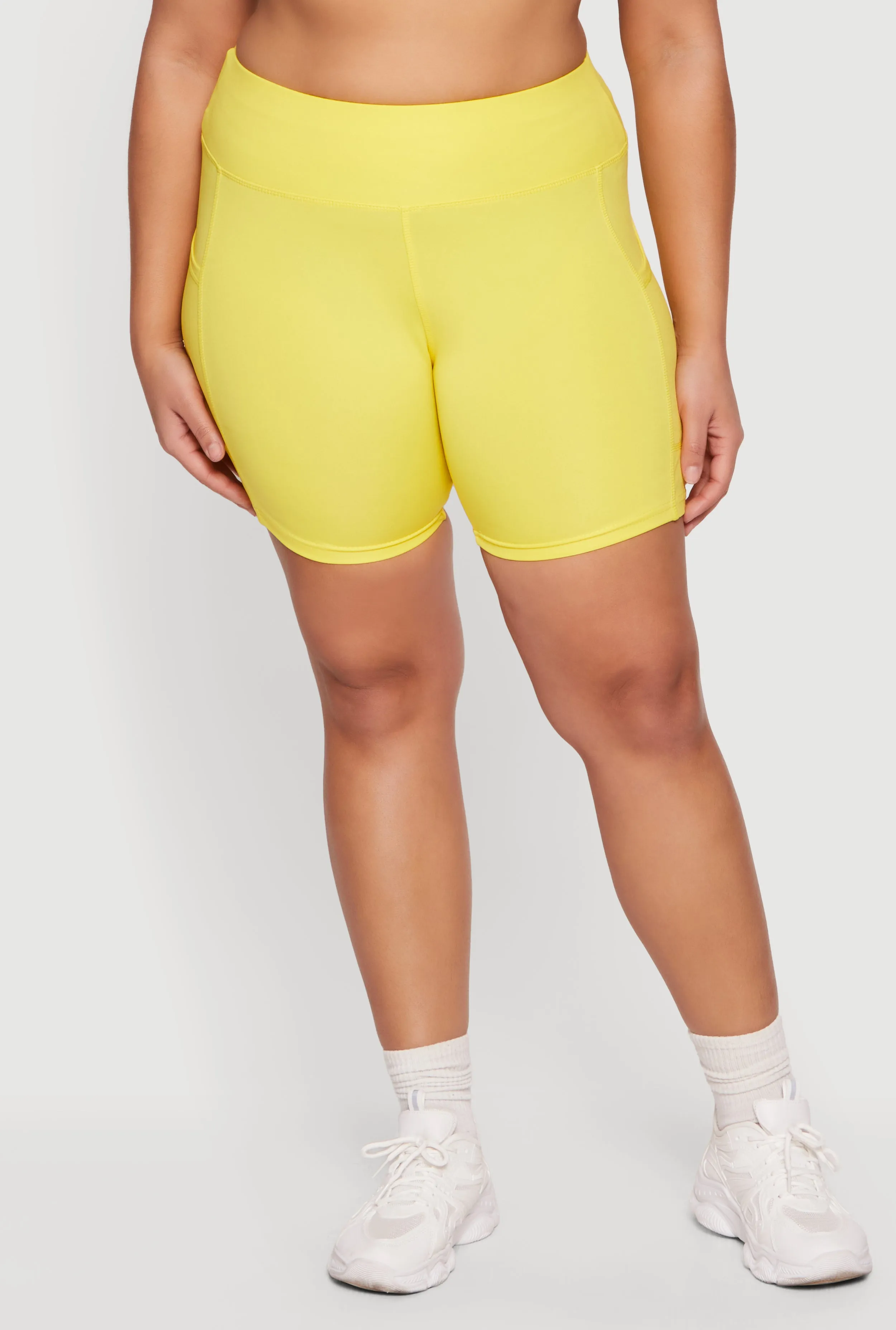 Plus Size High Waisted Cell Phone Pocket Biker Shorts sold by Rainbow product image thumbnail 3