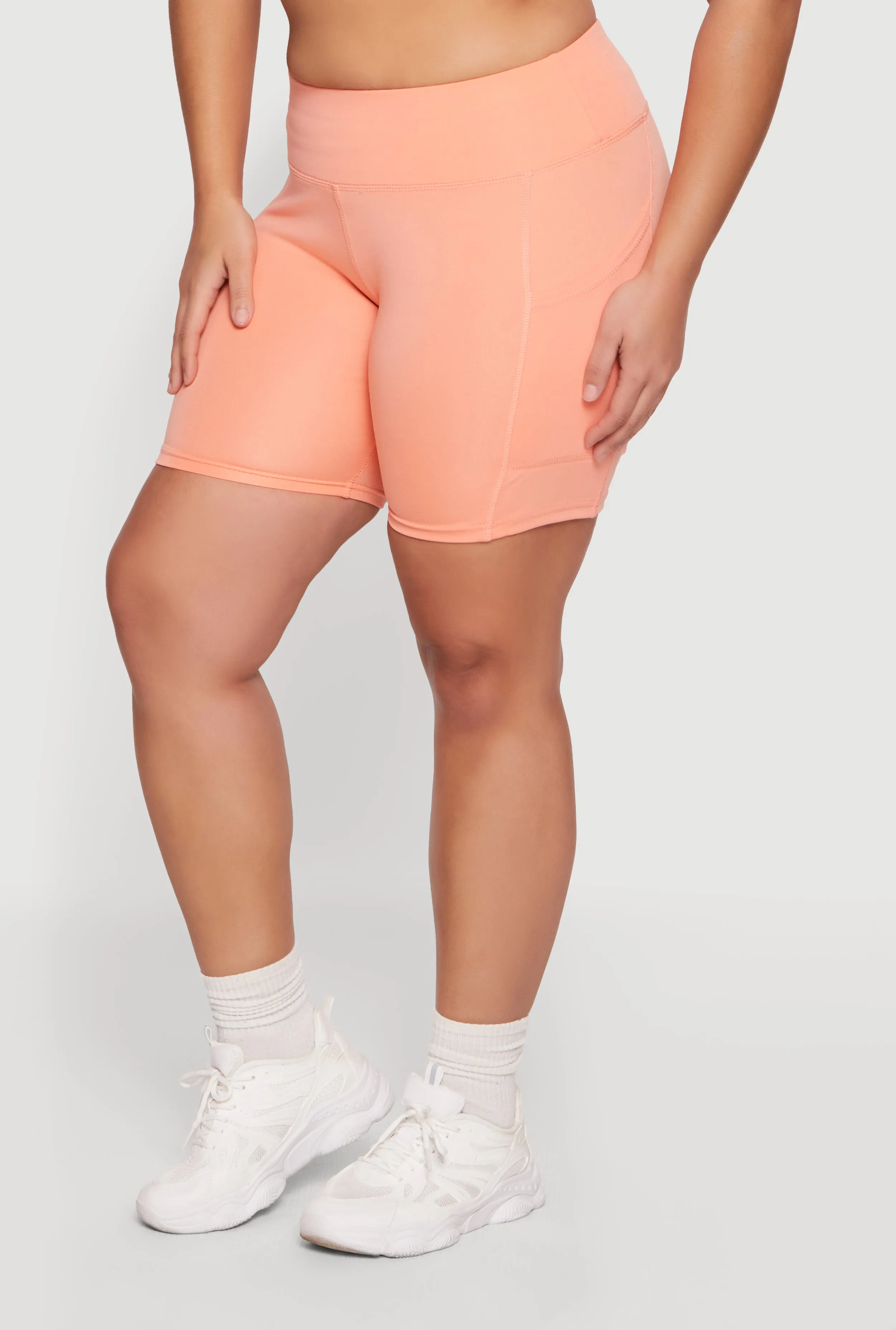 Plus Size High Waisted Cell Phone Pocket Biker Shorts sold by Rainbow product image thumbnail 3