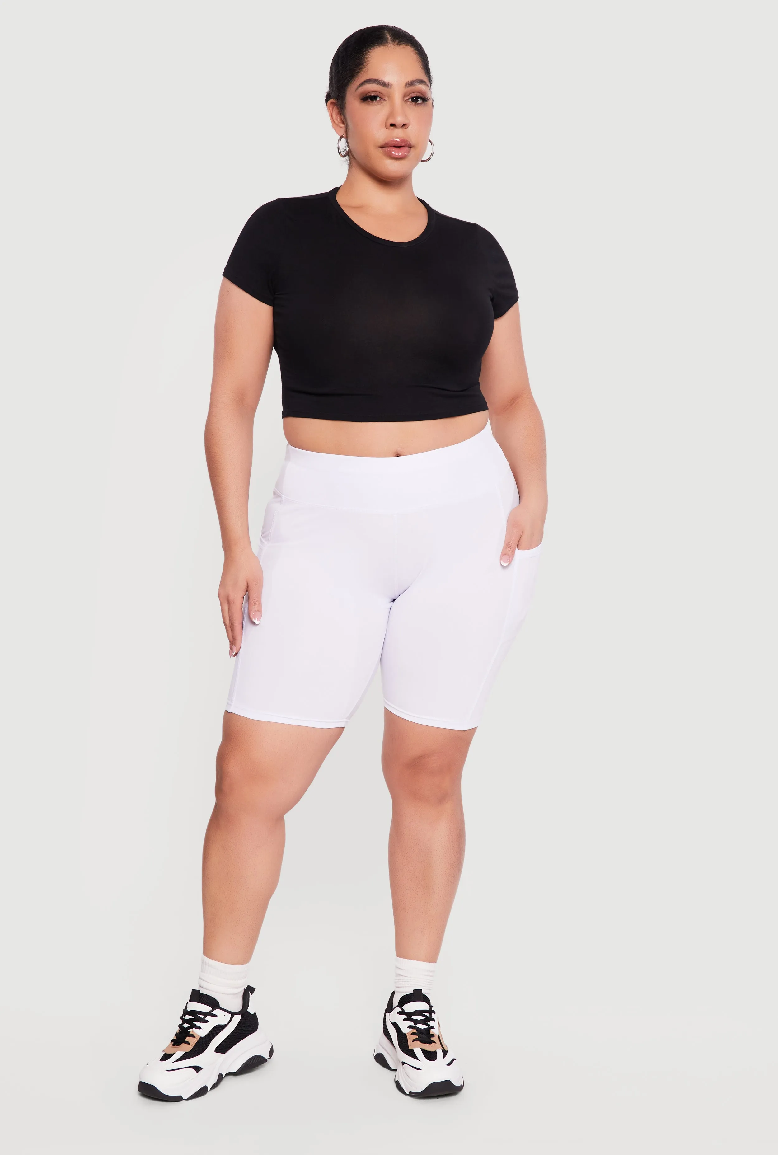 Plus Size High Waisted Biker Shorts with Pockets sold by Rainbow