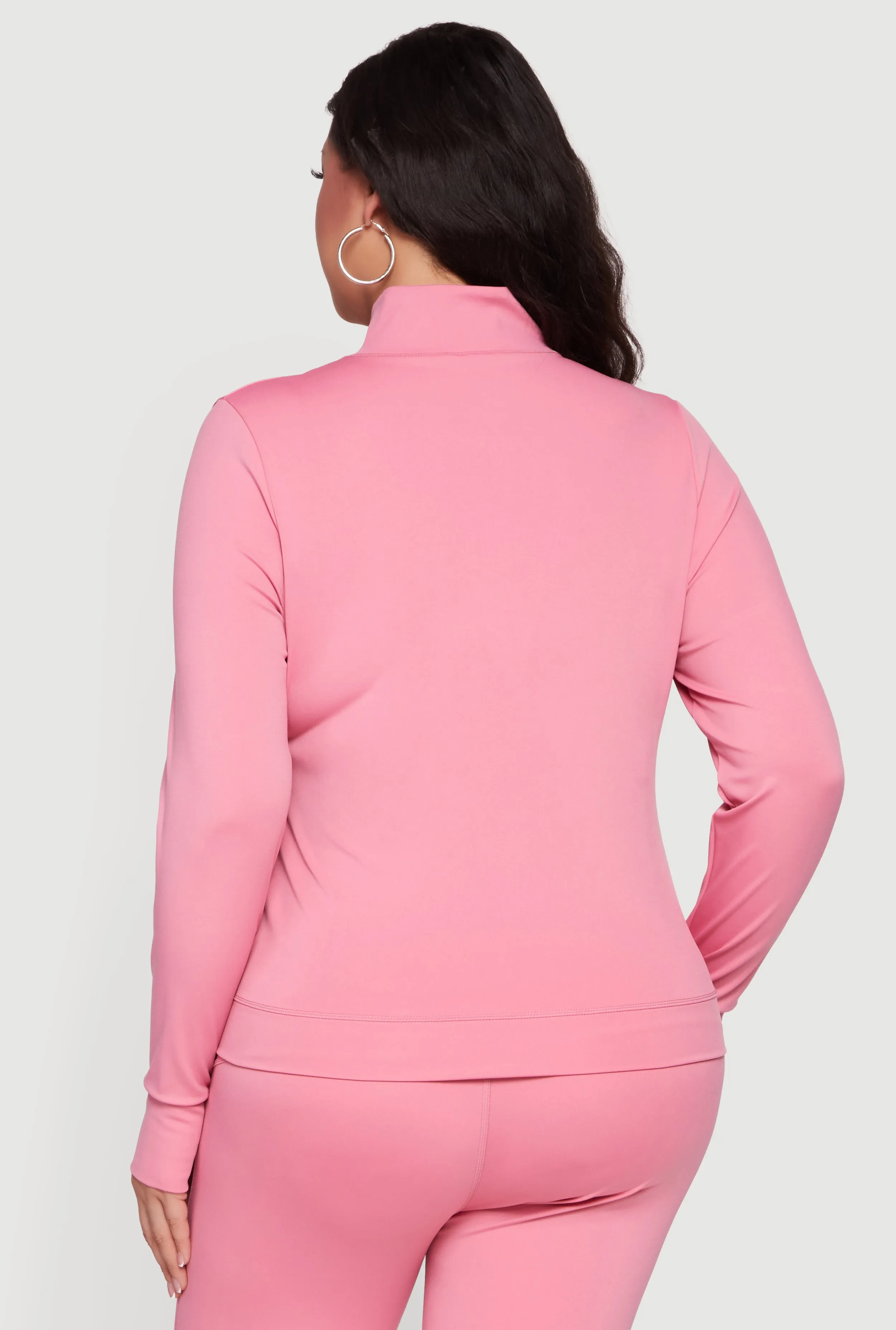 Plus Size Zip Front Mock Neck Jacket with Thumb Holes sold by Rainbow product image thumbnail 5