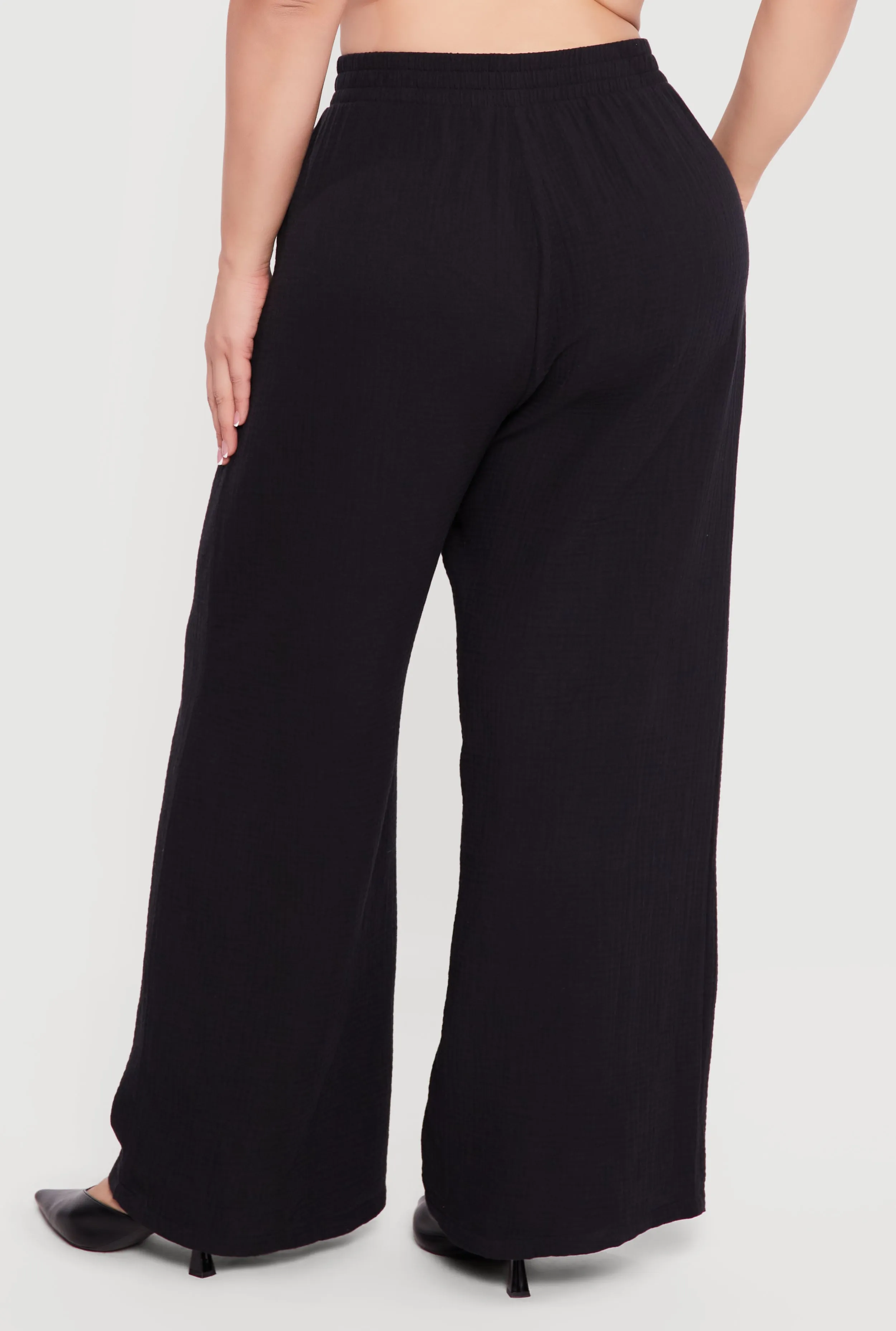 Plus Size High Waisted Wide Leg Gauze Knit Pants sold by Rainbow product image thumbnail 5