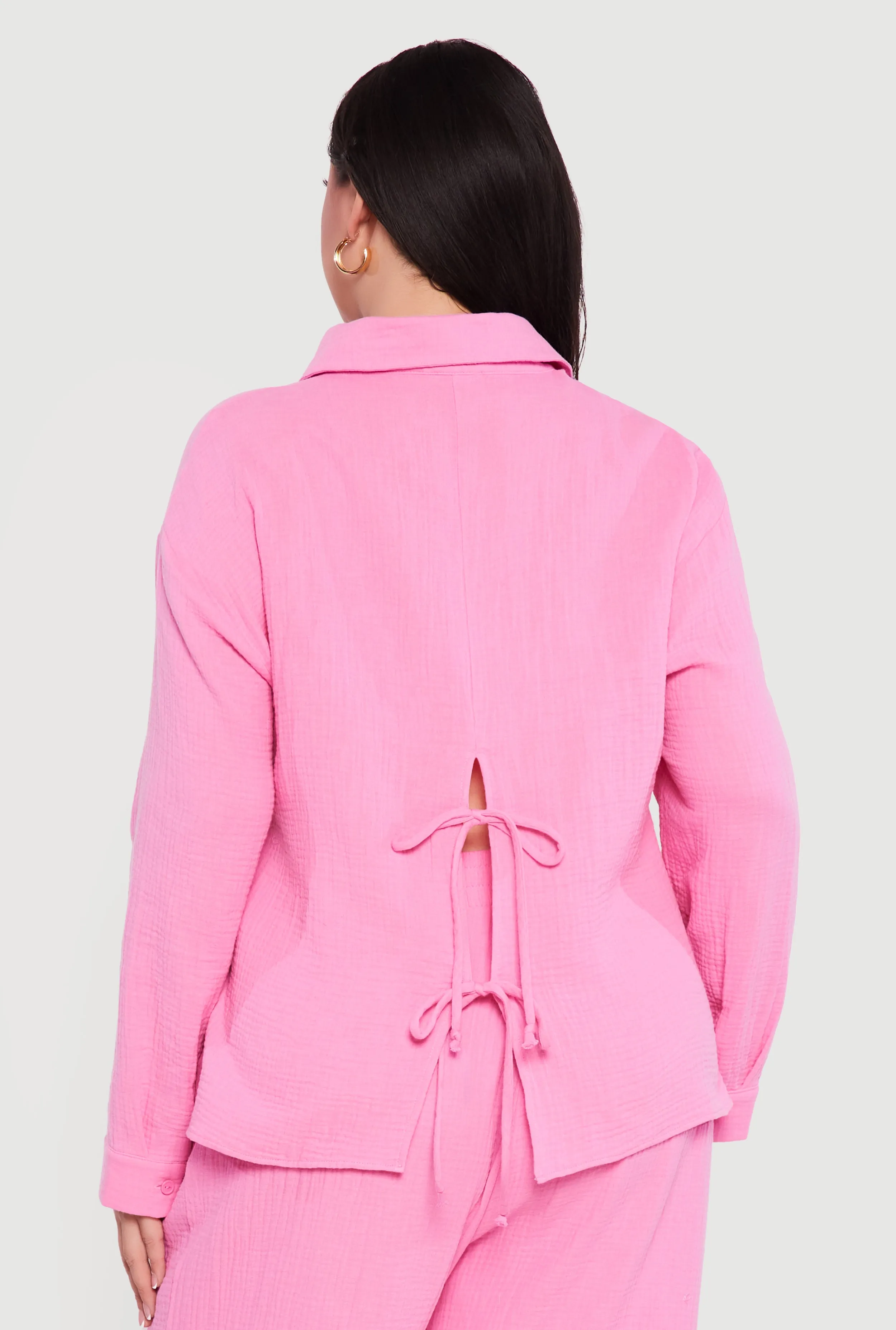 Plus Size Tie Back Button Front Shirt sold by Rainbow product image thumbnail 5