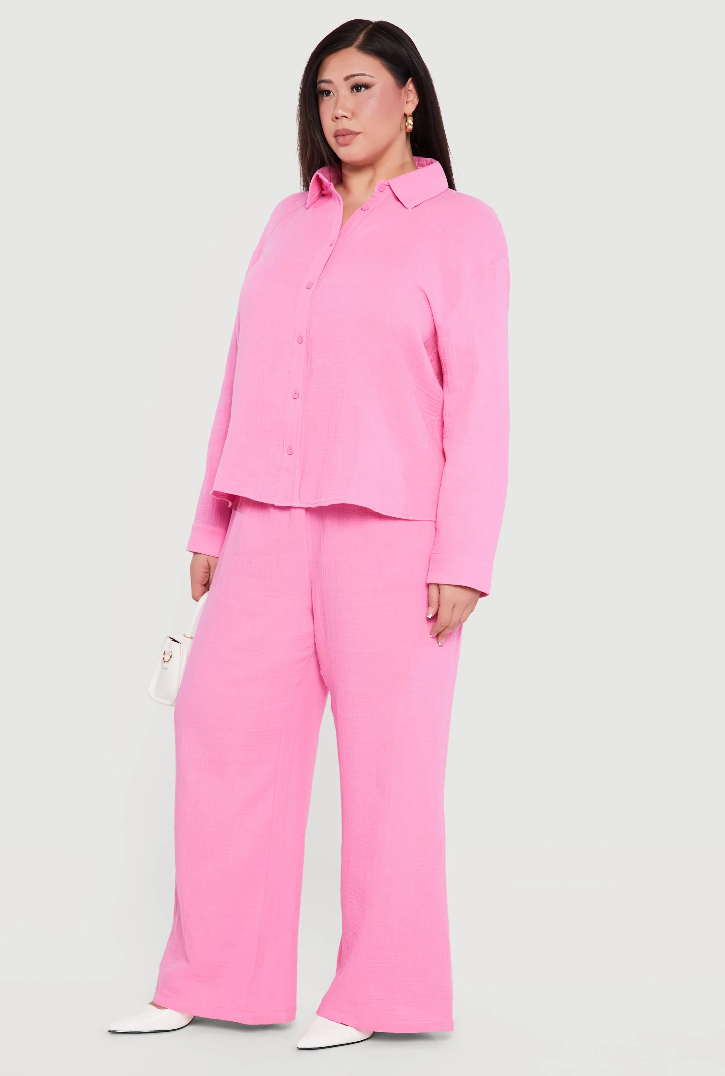 Plus Size Tie Back Button Front Shirt sold by Rainbow product image thumbnail 3