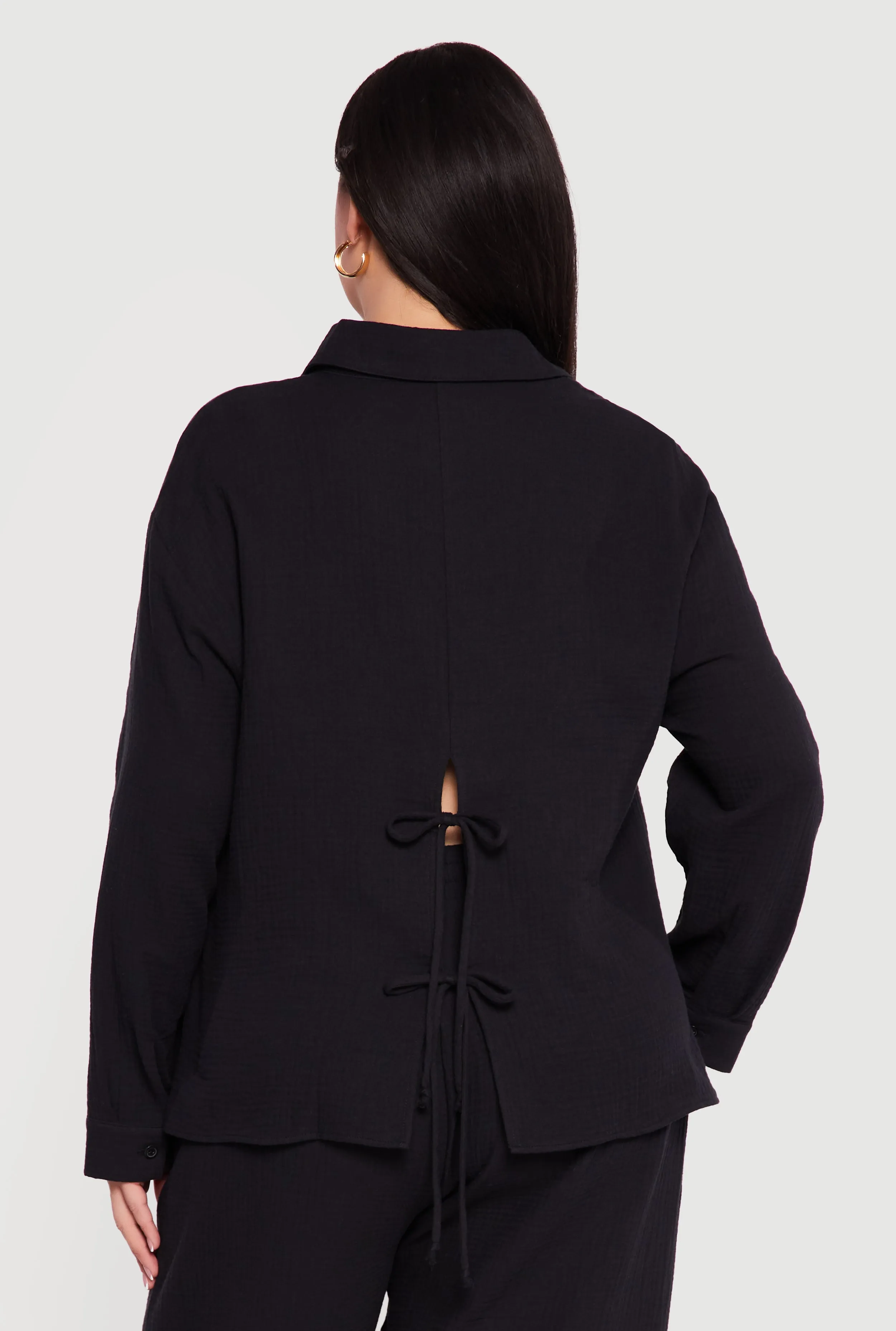 Plus Size Tie Back Button Front Shirt sold by Rainbow product image thumbnail 5