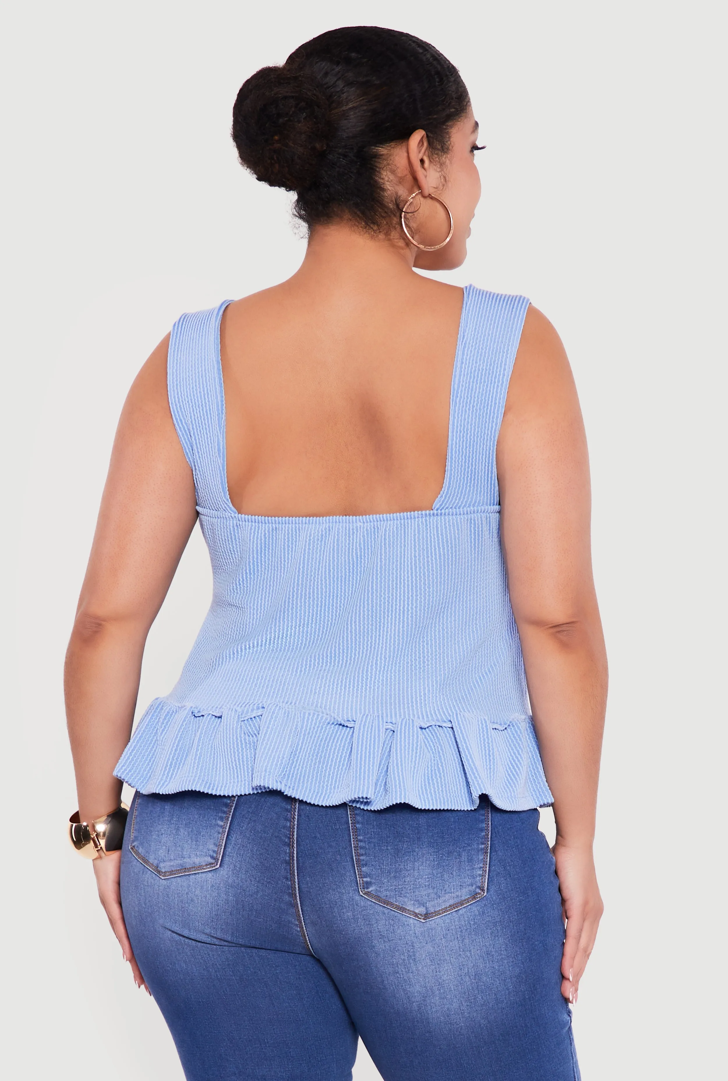 Plus Size Sleeveless Rib Knit Ruffle Hem Top sold by Rainbow product image thumbnail 5