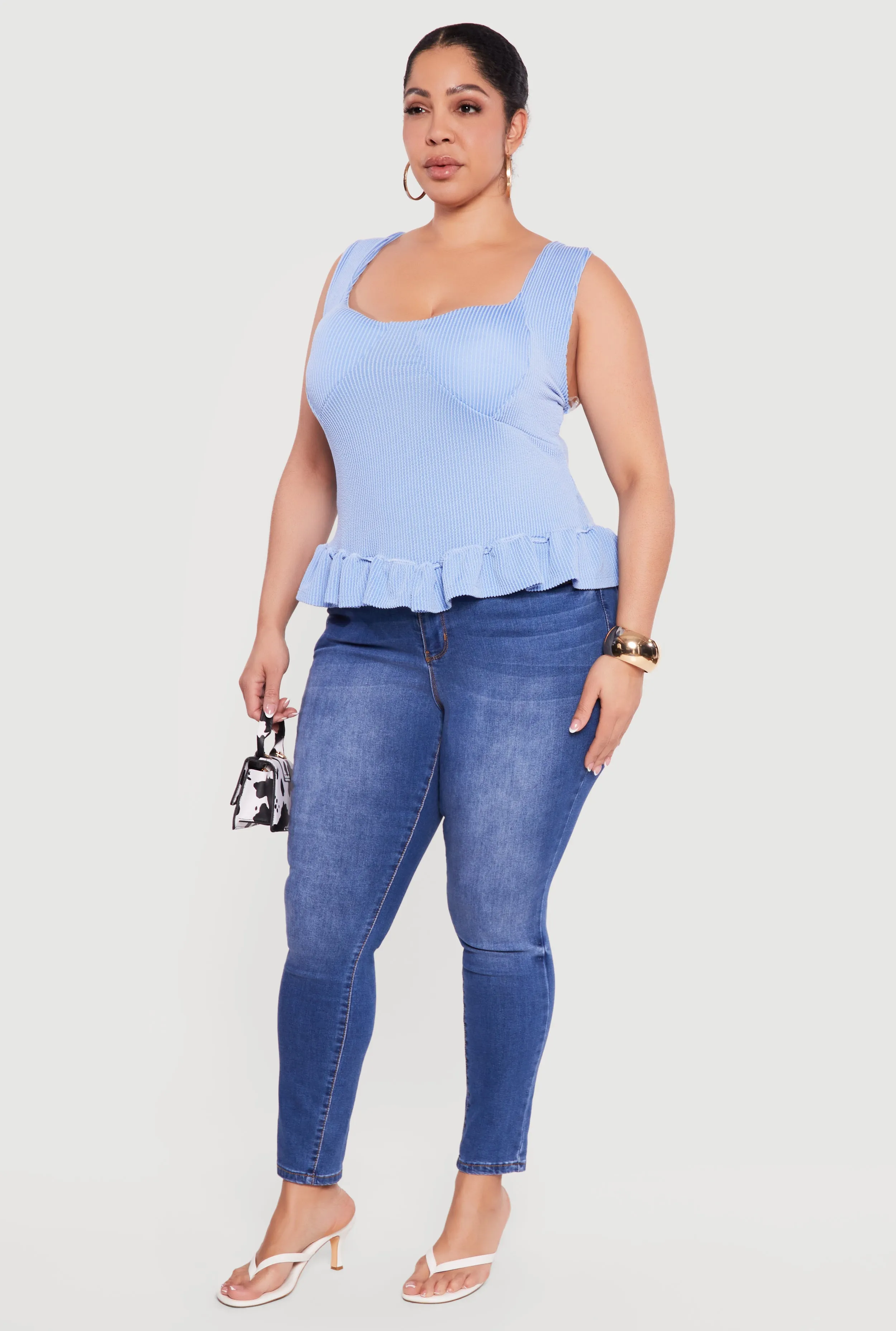 Plus Size Sleeveless Rib Knit Ruffle Hem Top sold by Rainbow product image thumbnail 3
